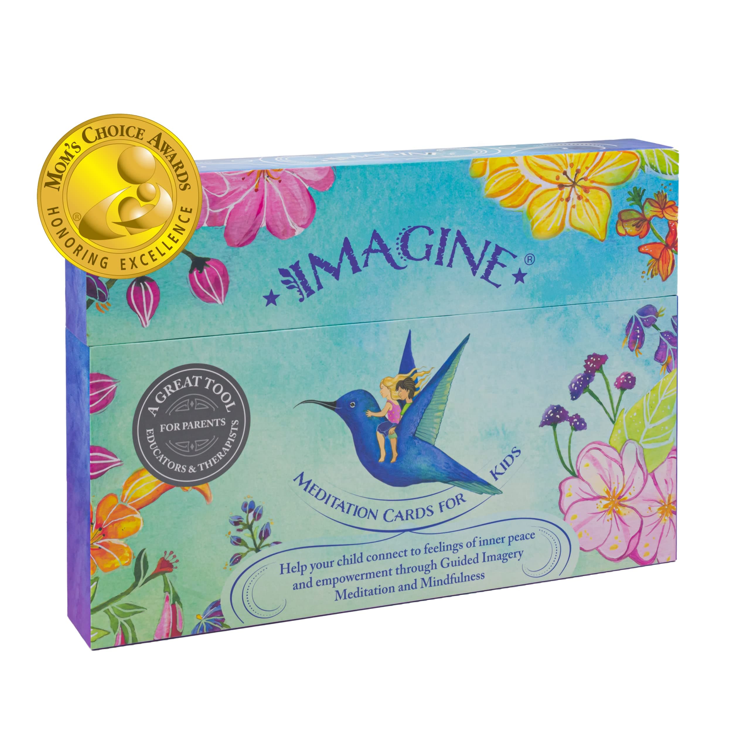 Imagine Meditation Cards for Kids - Award-Winning Mindfulness kit of XL Cards with Calming Guided Meditations for Empowerment, Focus and Relaxation. Great for Parents, Teachers and Therapists.