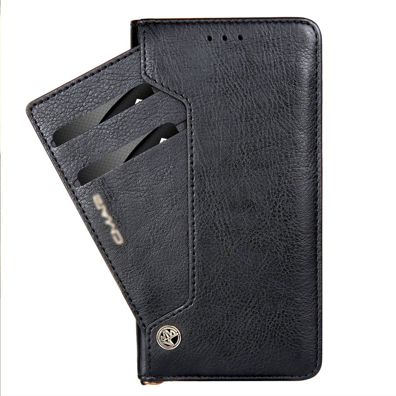 Lunazoe iPhone 7 Plus Case，iPhone 8 Plus wallet shell black PU Leather Loose-leaf Binder Wallet Card Holder Flip Bracket Phone Case