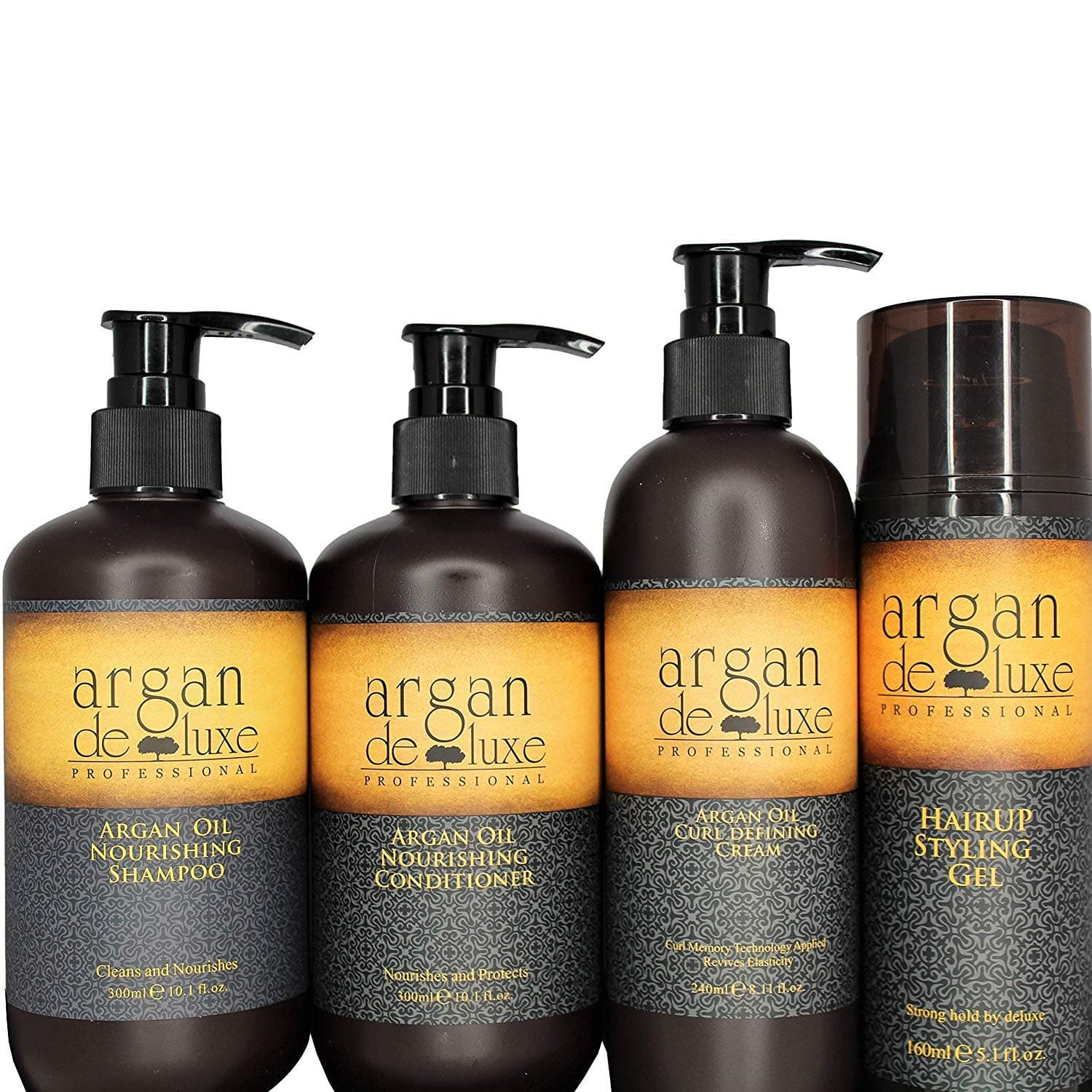 Argan Deluxe Wash and Go Bundle-Shampoo, Conditioner, Curl Cream and Styling Gel
