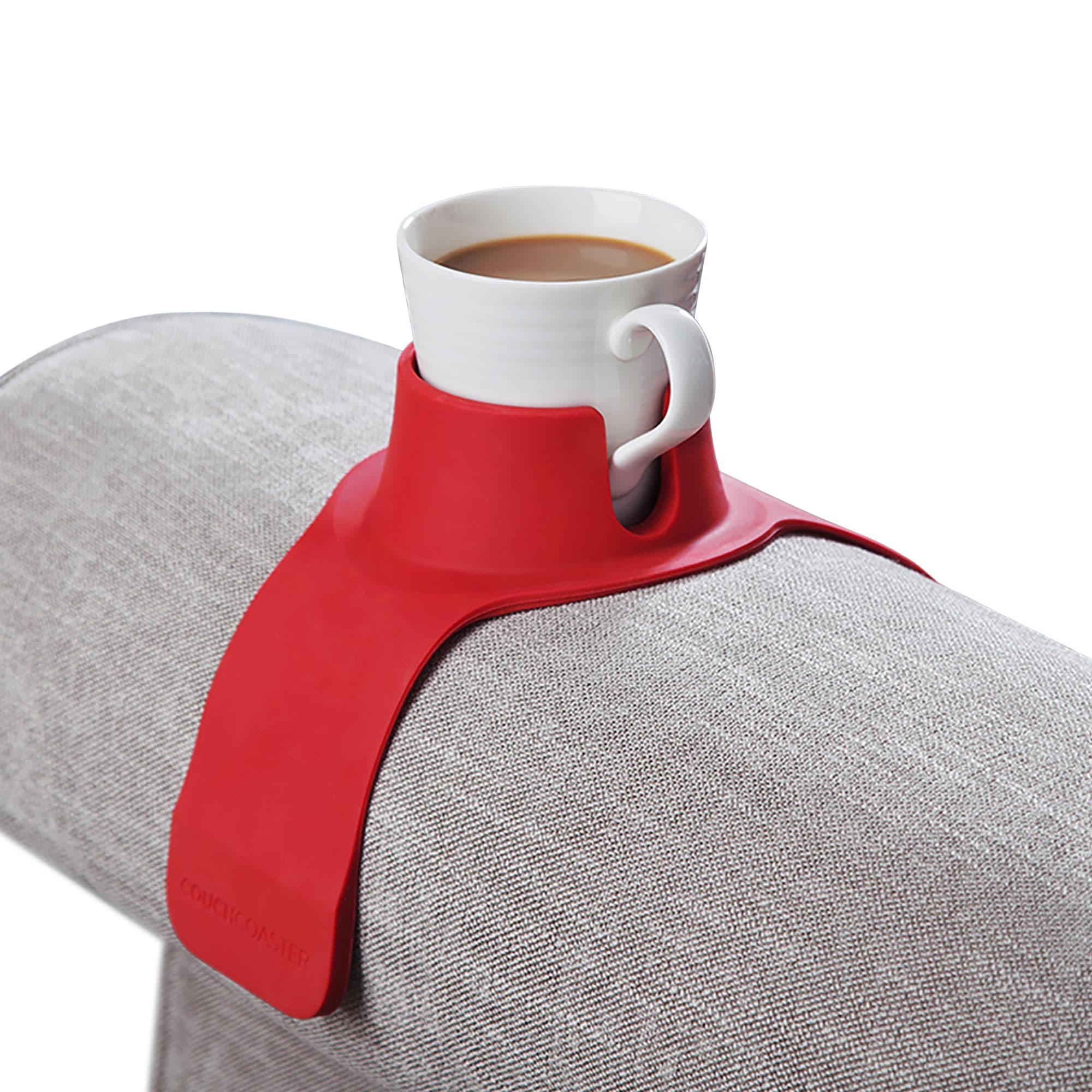 HIT PRODUCTS CouchCoaster® - Original & Patented Armrest Couch Cup Holder, Rosso Red - A Weighted, Silicone, Anti Slip Coaster Stops Spills On Your Sofa, Armchair Or Recliner & Keeps Drinks in Reach