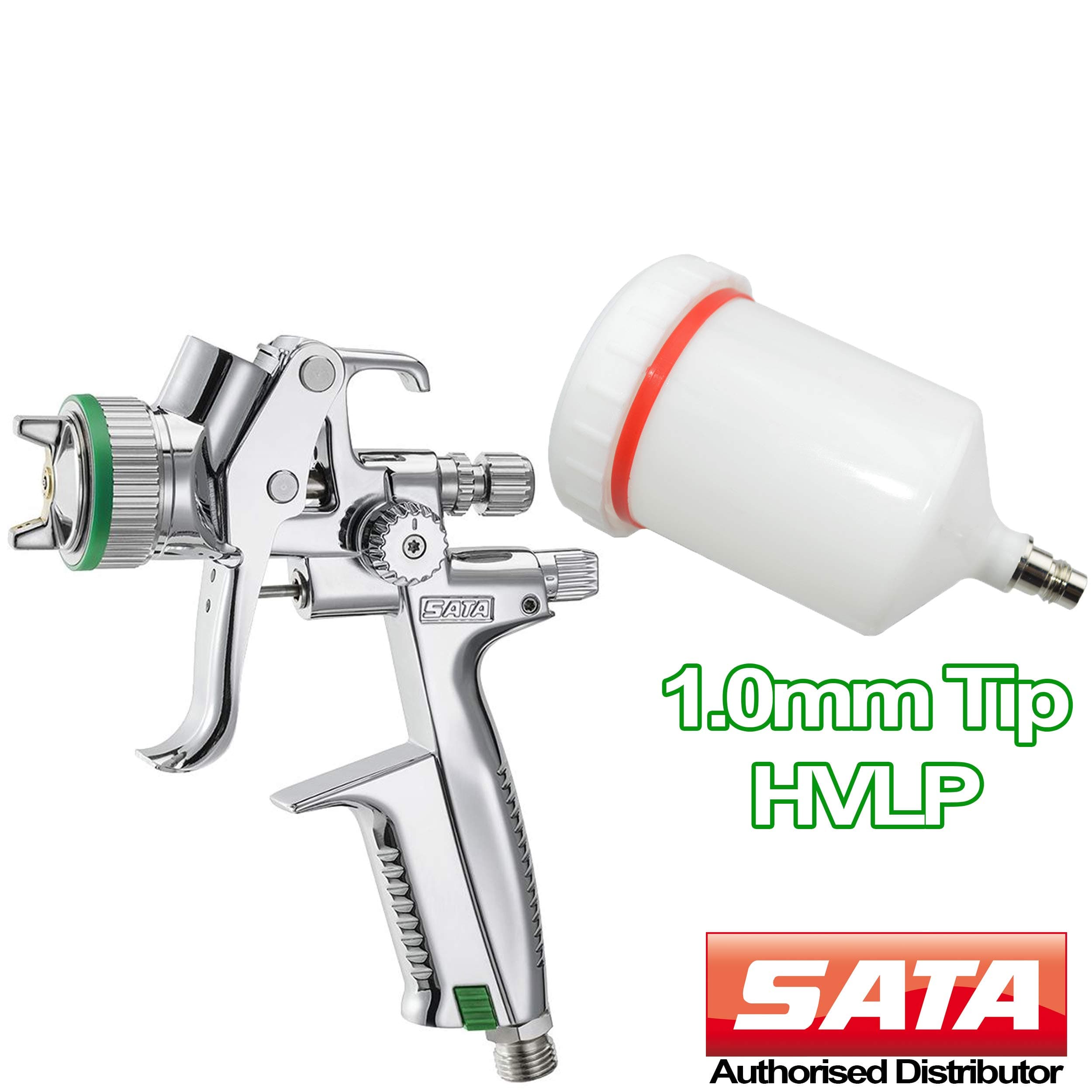 Minijet SATA 4400 B 1.0 Tip HVLP Nozzle Professional Smart Repair Paint Gun Solvent/Waterbourne Paint Application 0.125l Reusable Platic Cup Sata-198002