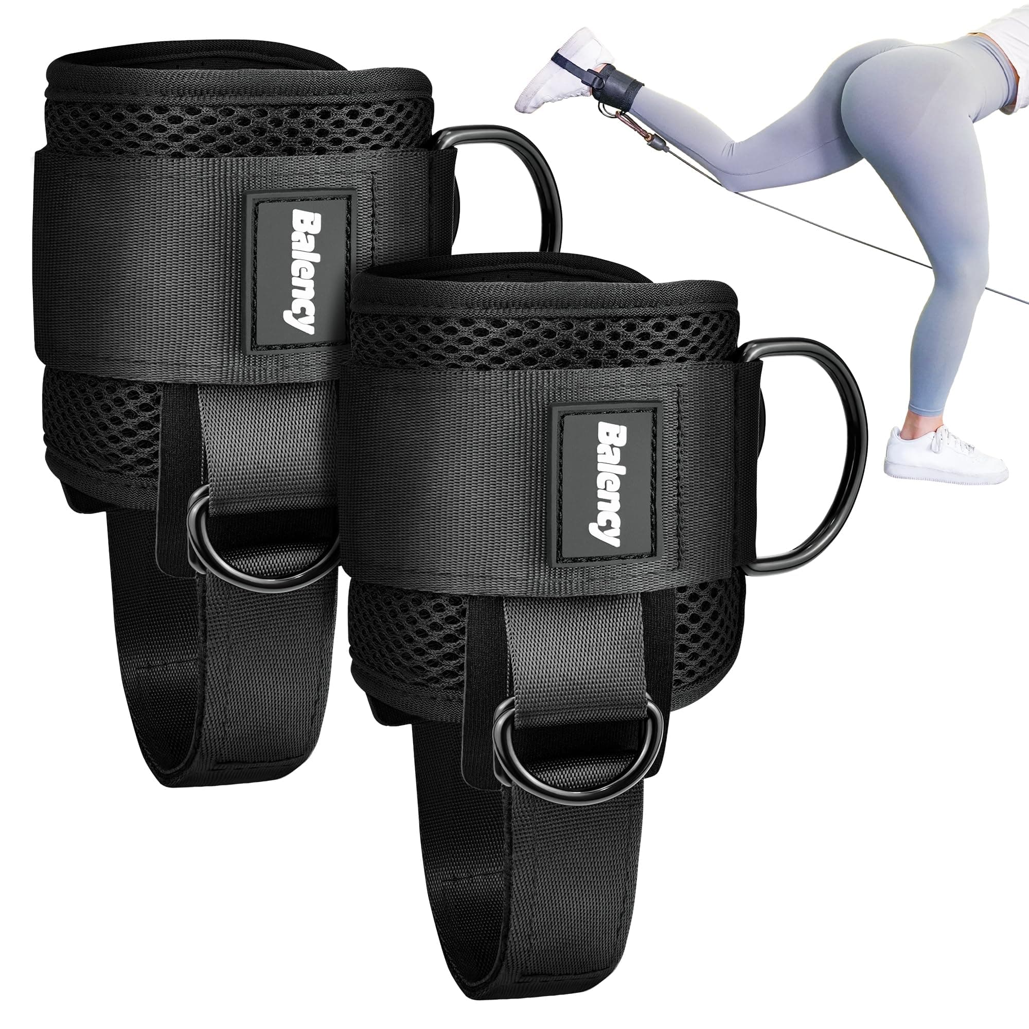 Balency Ankle Straps for Cable Machines, Comfortable Padded Ankle Cable Attachments for Gym, Ankle Cuffs for Kickbacks, Glute Workouts, Leg Extensions