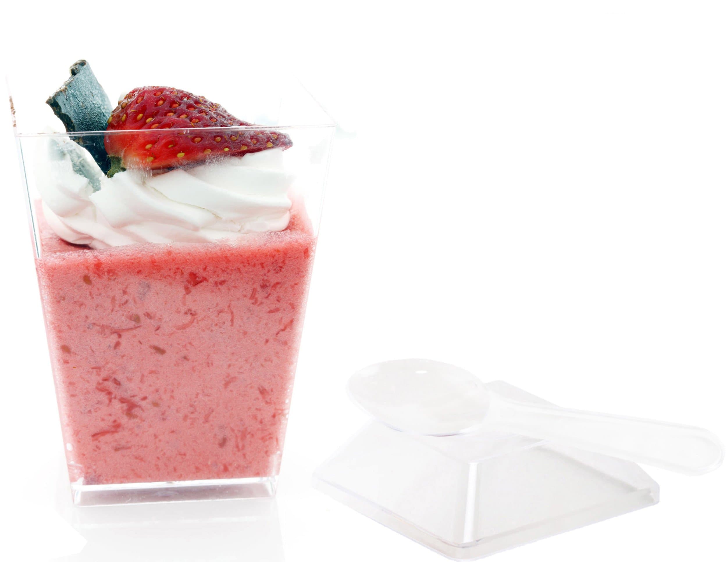 SupaCute Desserts Plastic Dessert Cups - Set of 500 Clear Parfait Glasses with 500 Snap-on Lid Containers and 500 Mini Spoons 3.38 oz