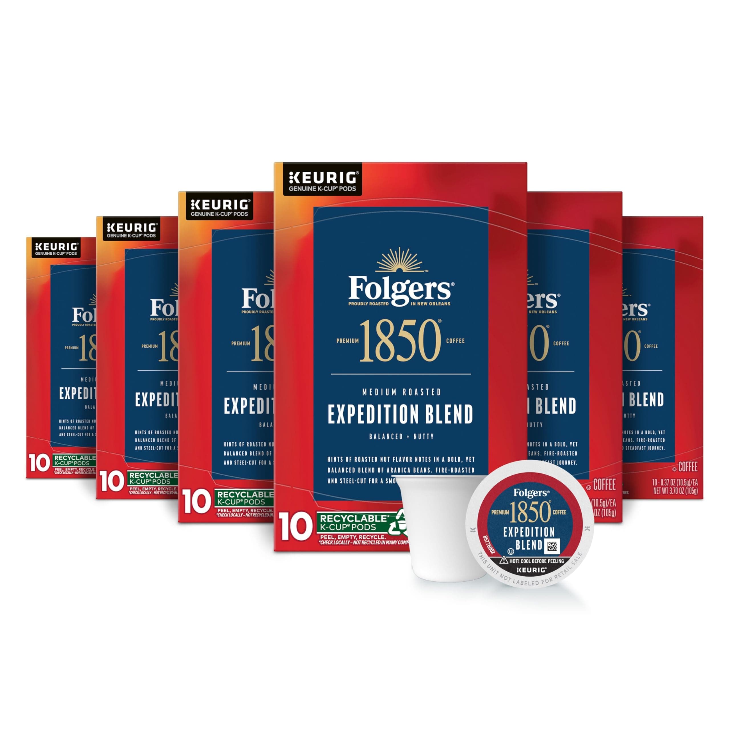 Folgers 1850 Expedition Blend Medium Roast Coffee, 60 Keurig K-Cup Pods