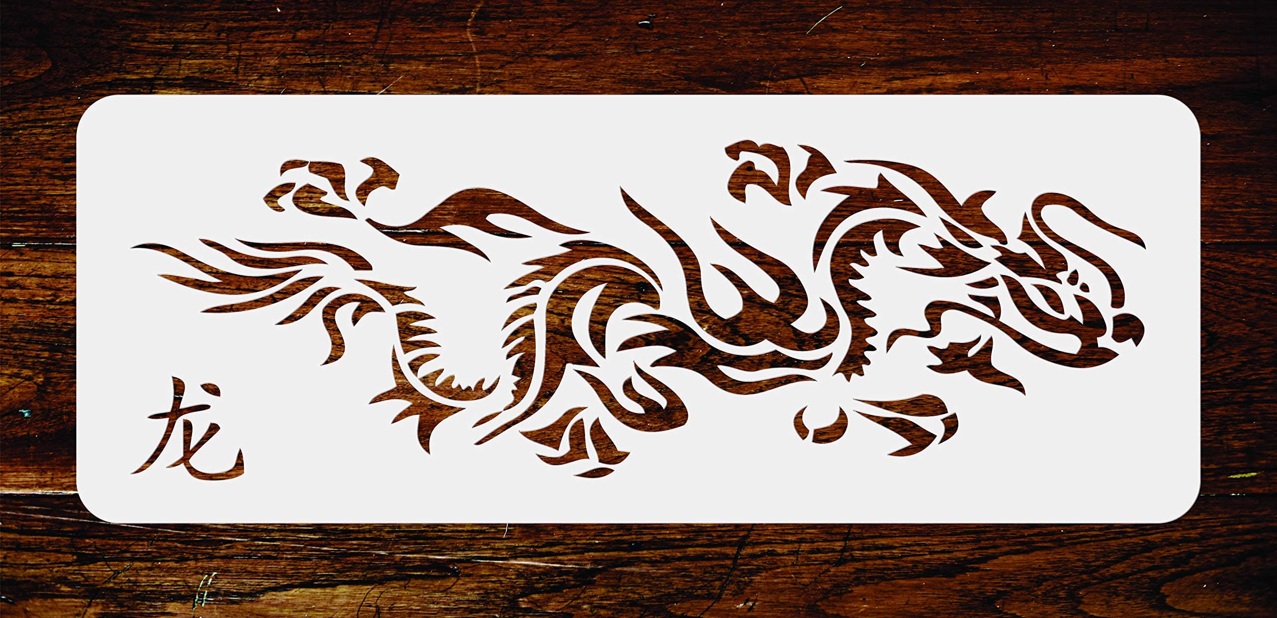 Japanese Dragon Stencil - 34 x 11.5 cm - Reusable Asian Oriental Chinese Wall Stencil Template