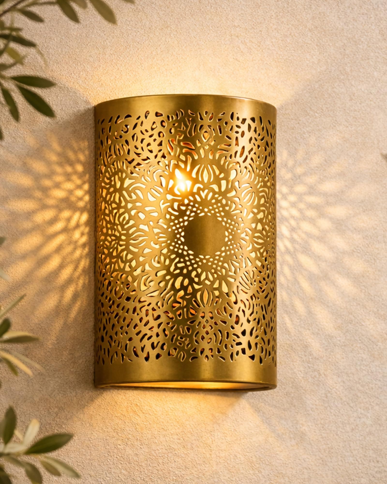 Homesake® Moroccan Cutwork Metal Wall Lamp with E27 Holder, Bulb Included, Decoration Items for Home décor Living Room, Bedroom, Hallway & Balcony, Decorations Warm Ambient Light-2