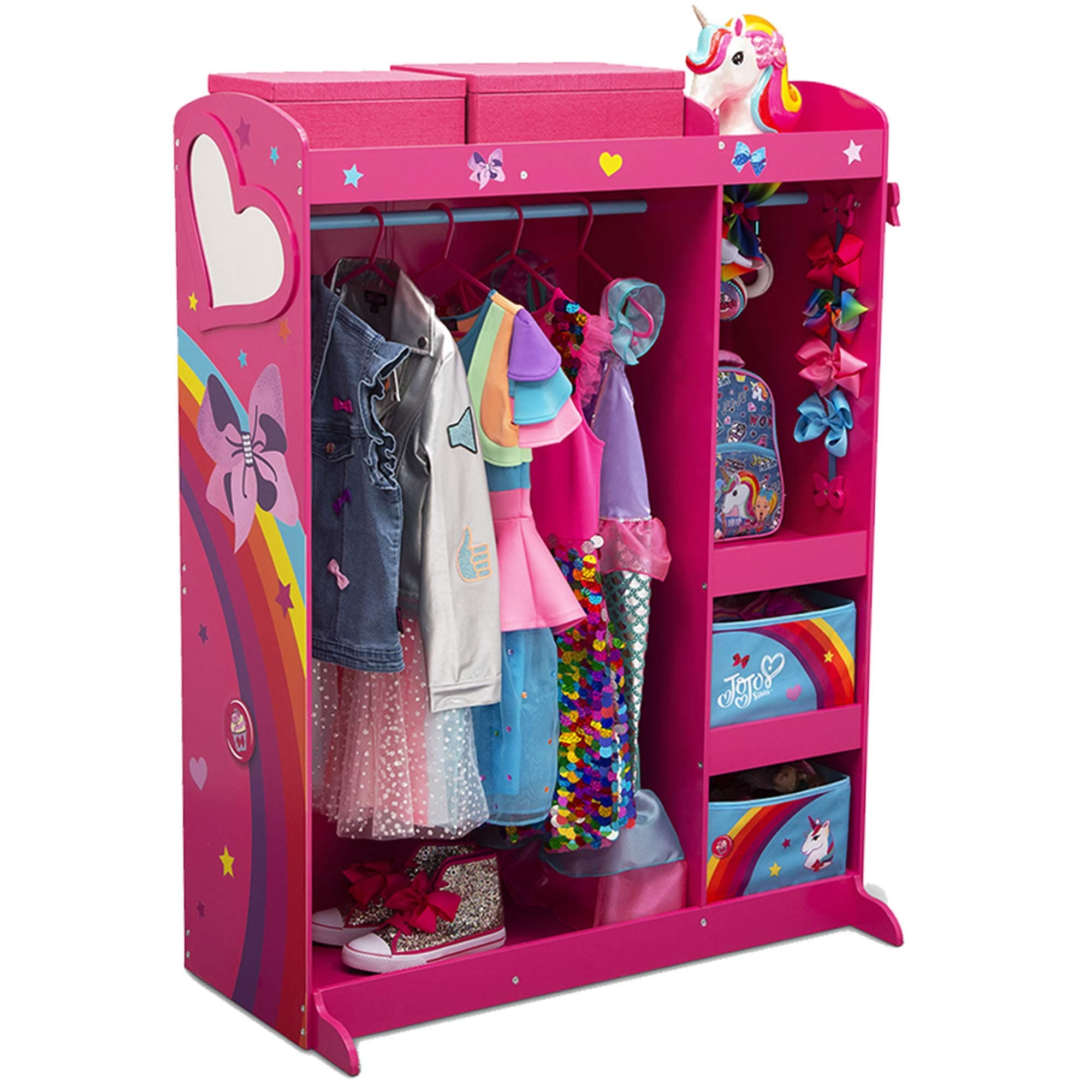 Delta ChildrenJoJo Siwa Dress and Play Boutique Pretend Play Costume Storage Wardrobe for Kids with Mirror & Shelves