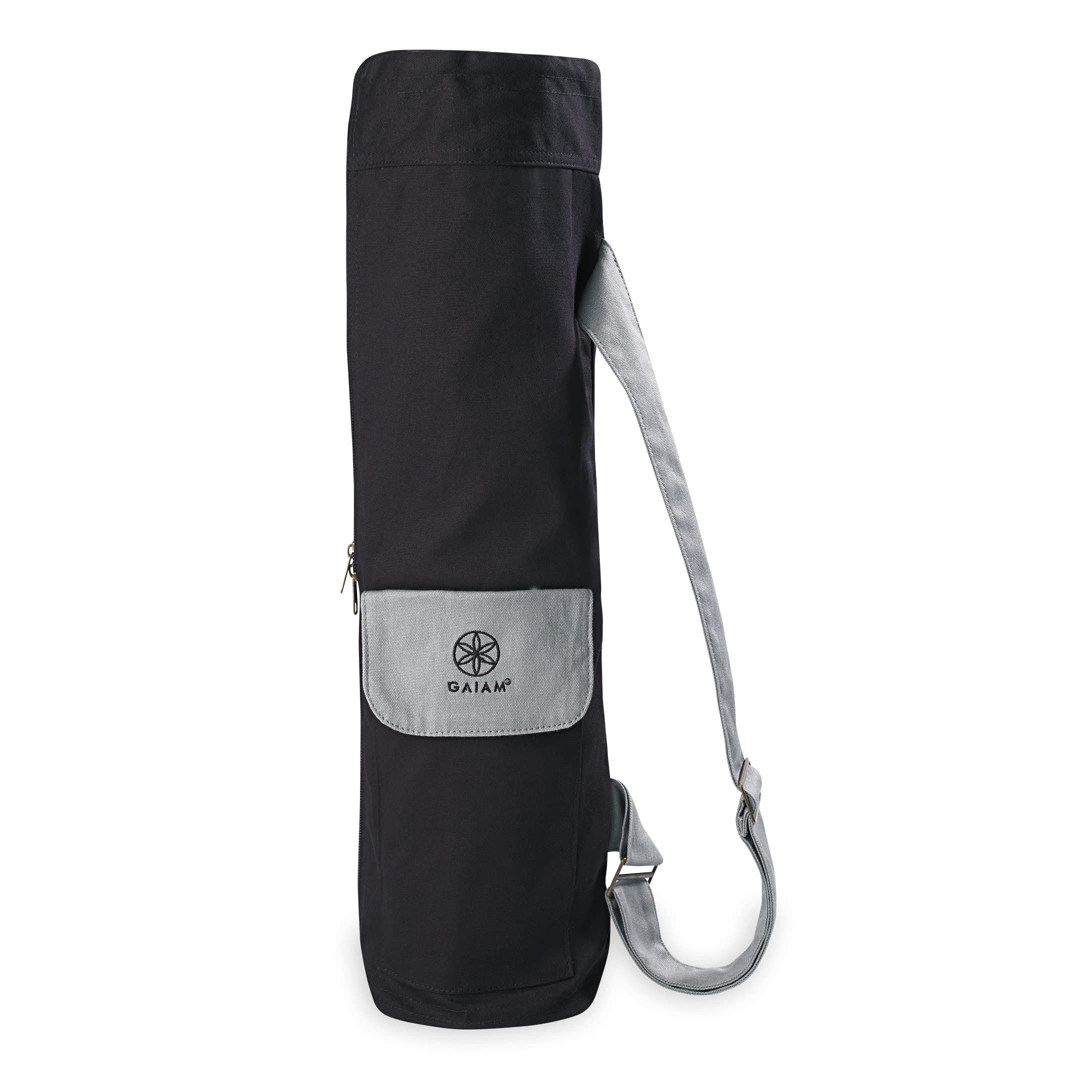 Gaiam Yoga Mat Bag – Full Zip Cargo Yoga Mat Carrier Bag – Adjustable Strap, Front & Back Pockets (25”L x 6” Diameter)