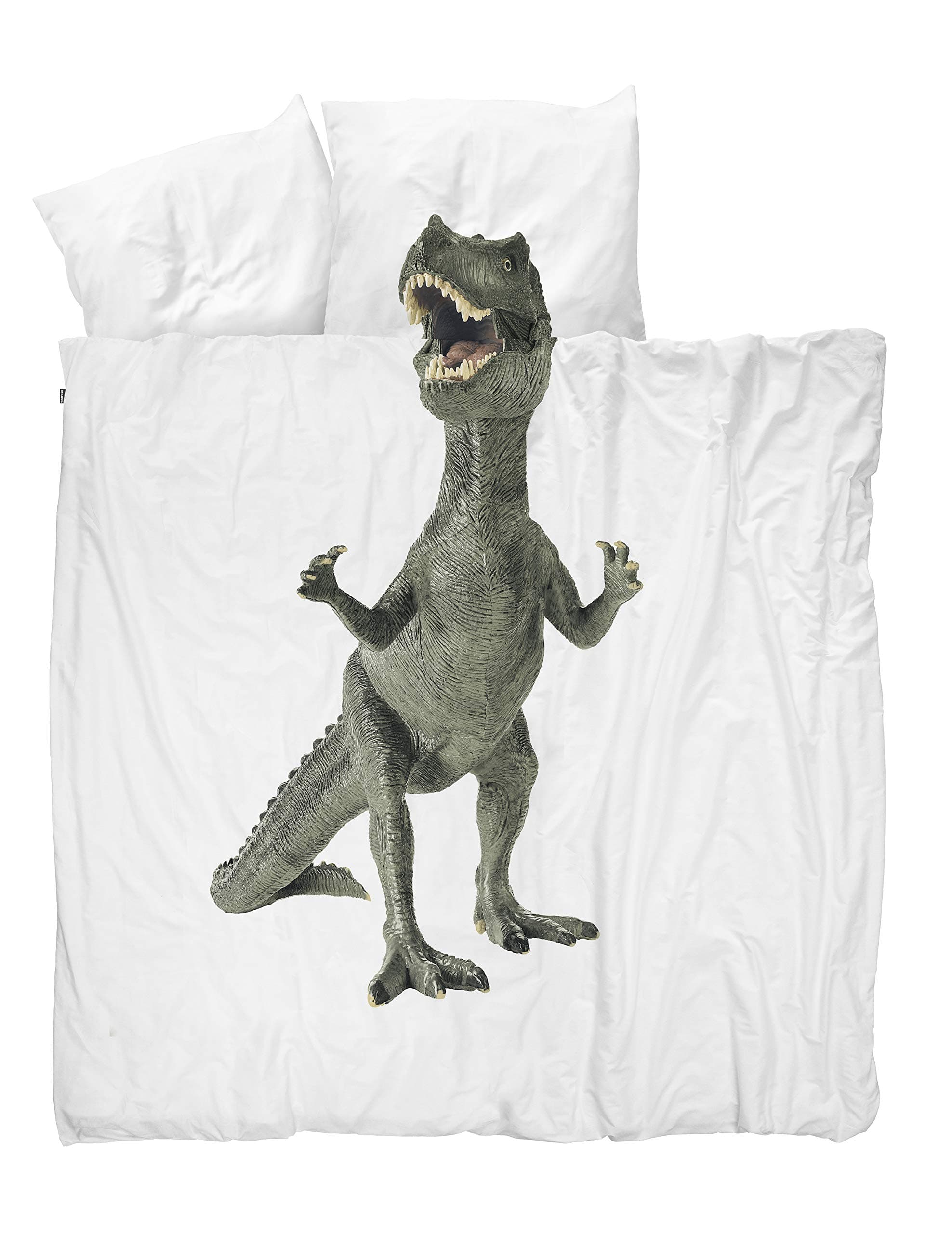 Snurk Duvet Cover Set Duvet Cover with Matching Pillowcase – 100% Cotton Duvet Cover and Pillow Case Set for Kids – Soft Cover Bedding for Your Little One – Life Size Dinosaur for Queen/Full Beds