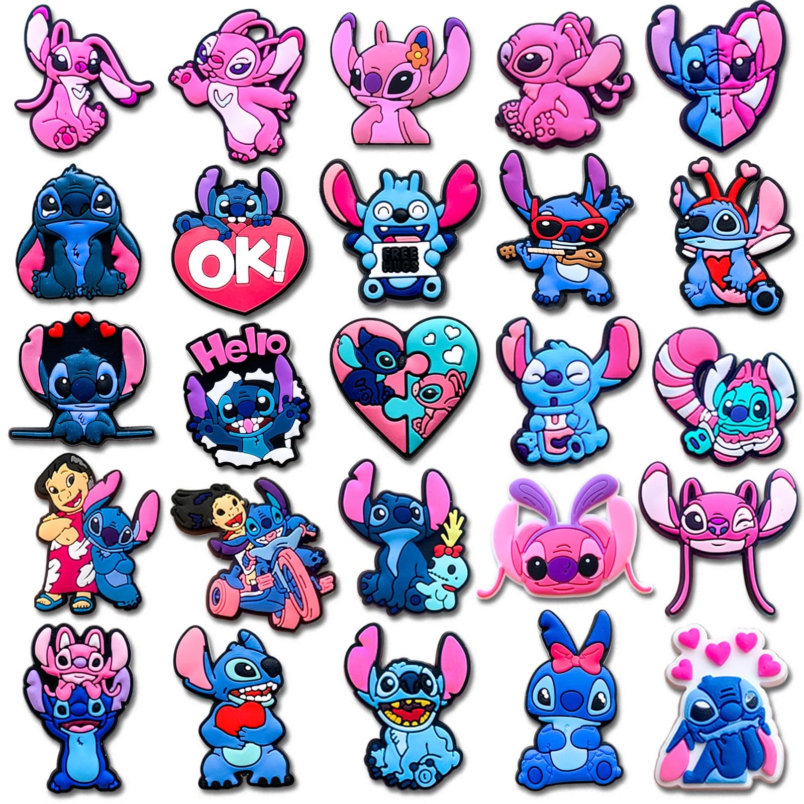 Tashrasia25 40Pcs Cartoon Shoe Charms for Clogs Sandals Bracelet Wristband Slippers Water Shoes, Pink Cartoon Shoe Decoration Charms for Gifts