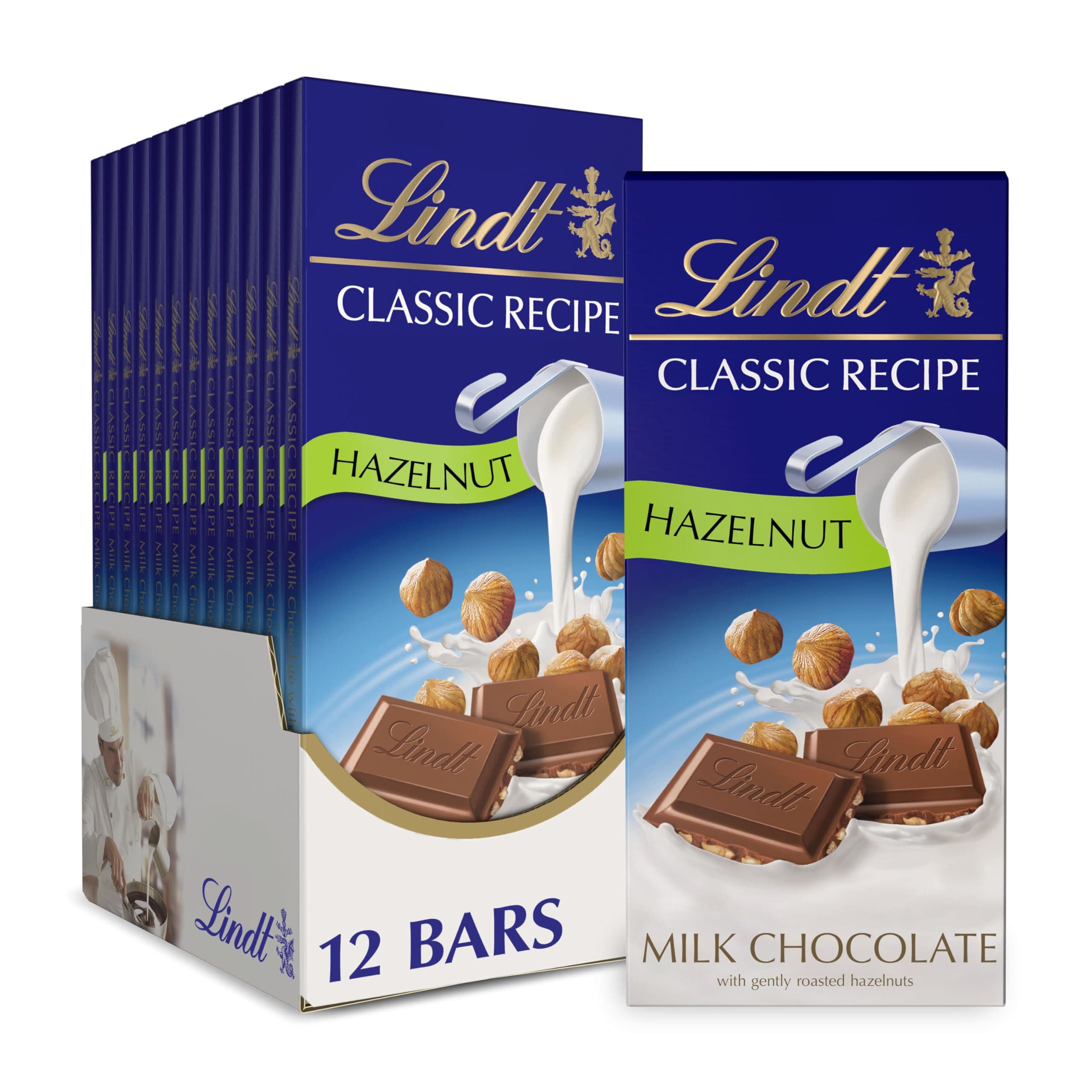 Lindt Classic Recipes Milk Chocolate with Hazelnuts, 4.4-Ounce Packages (Pack of 12) by Lindt