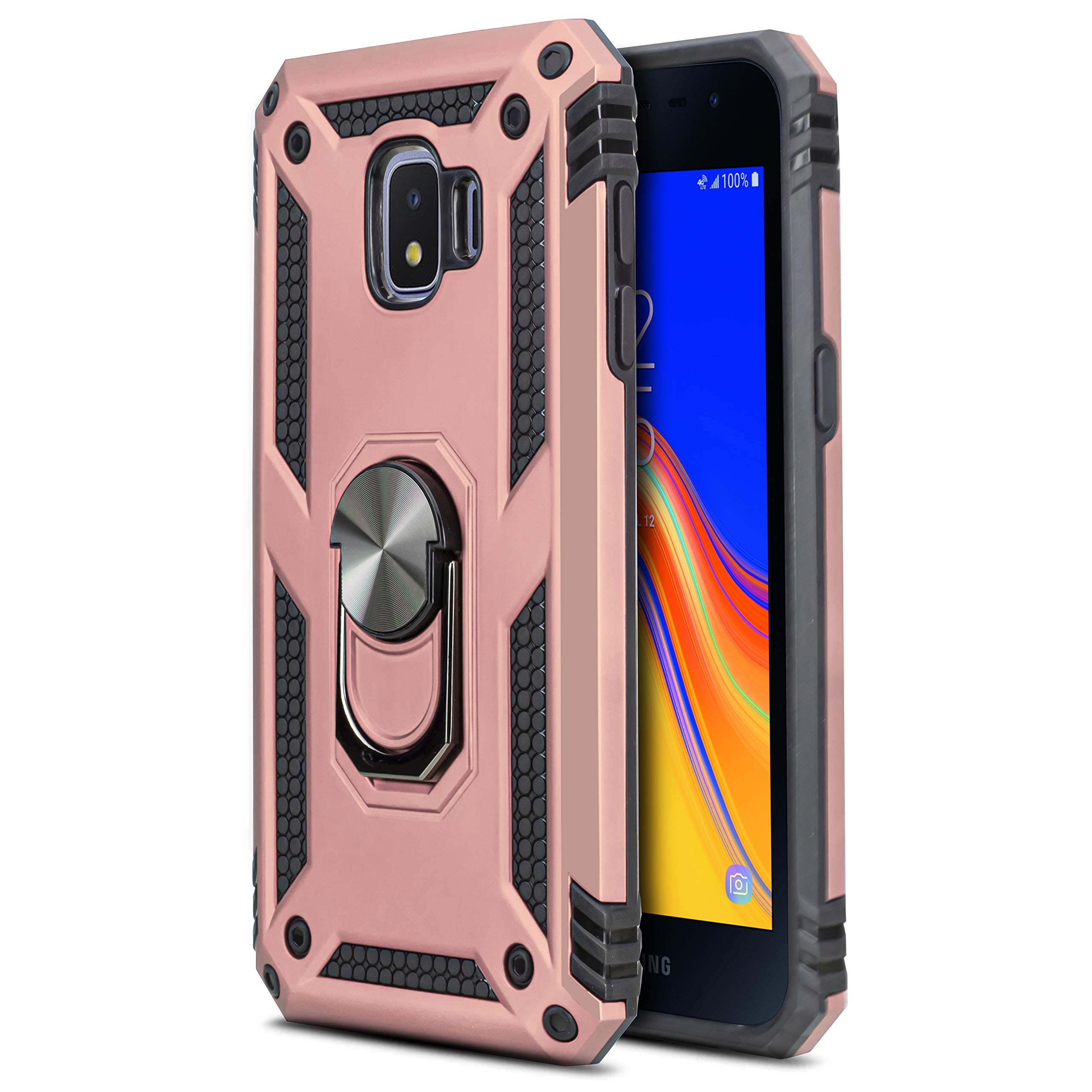 CasemartUSA Phone Case for [Samsung Galaxy J2 (S260DL)], [Ring Series][Rose Gold] Full Rotating Metal Ring Cover with Kickstand for Galaxy J2 (Tracfone, Simple Mobile, Straight Talk, Total Wireless)