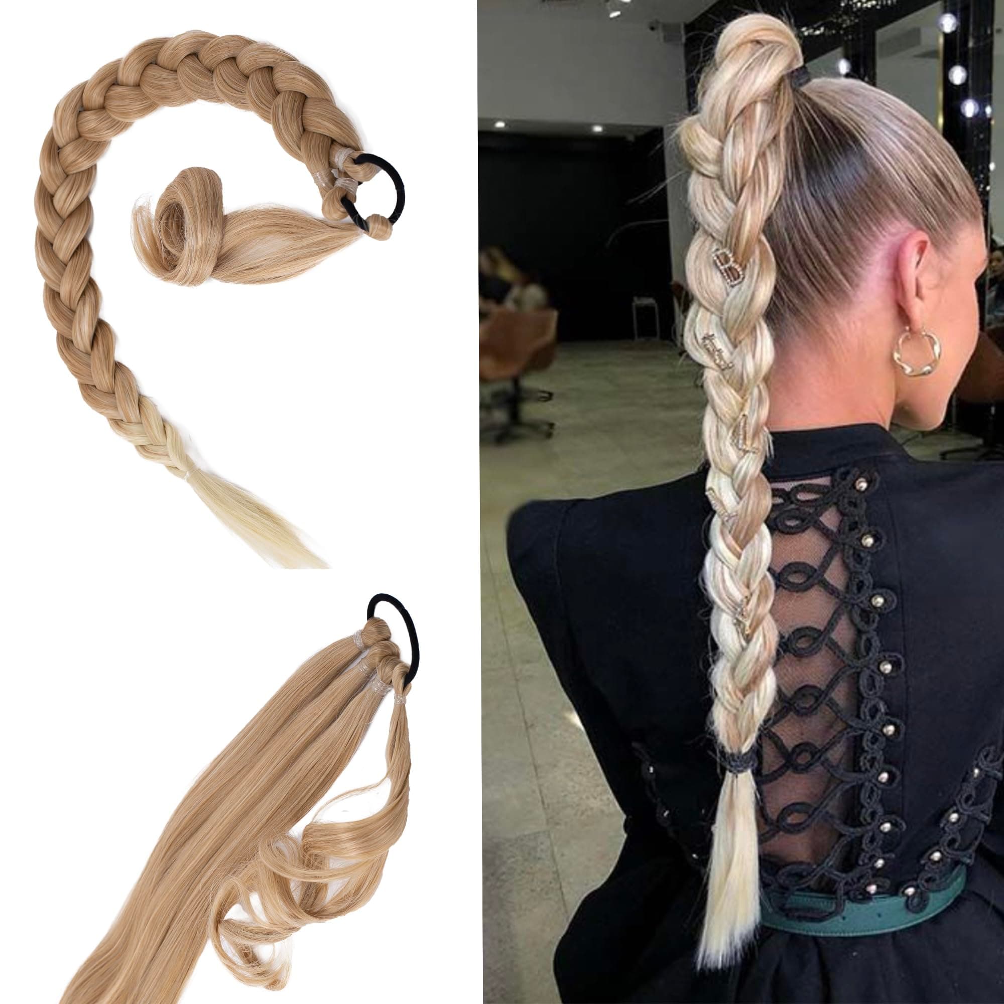 CAISHA 31.5" Hair Piece Ponytail Hair Extensions Braid For Braiding Blonde Mix HEZ 101