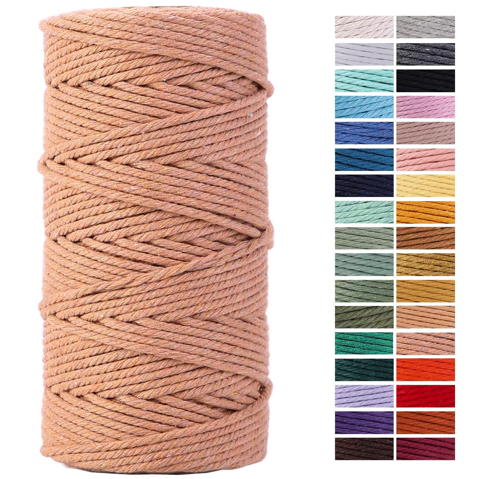 Brick Red Macrame Cord 3mm x 109Yards,Colored Cotton Rope Craft Cord Colorful Cotton Cord Twine for Wall Hanging Plant Hangers Crafts Knitting Decorative Projects