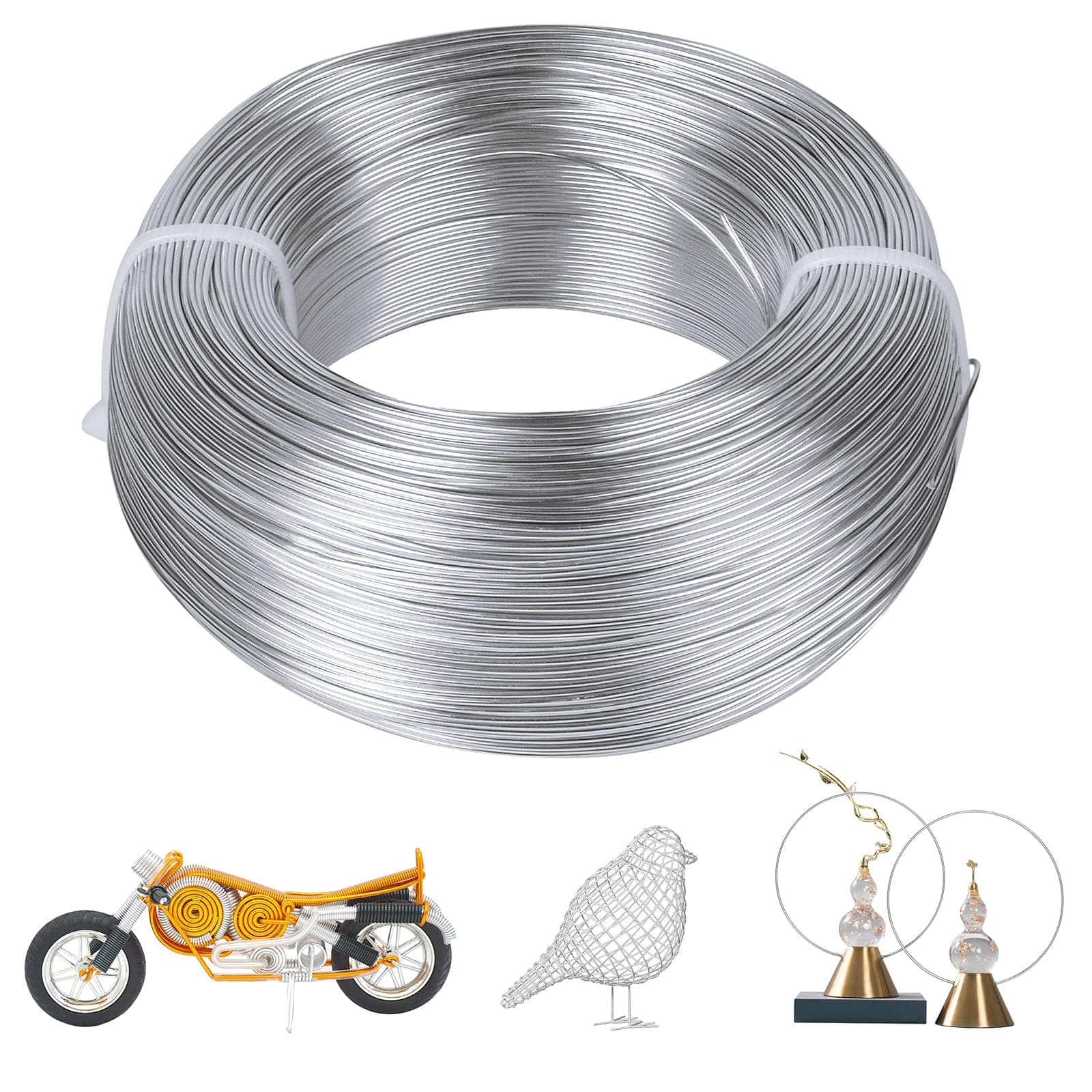 200M Silver Aluminum Craft Wire, 1mm Bendable Metal Craft Art Wire, Soft Model Wire, Aluminum Wires Rolls for Jewelry Beading Modelling Making, DIY Sculpture and Crafts