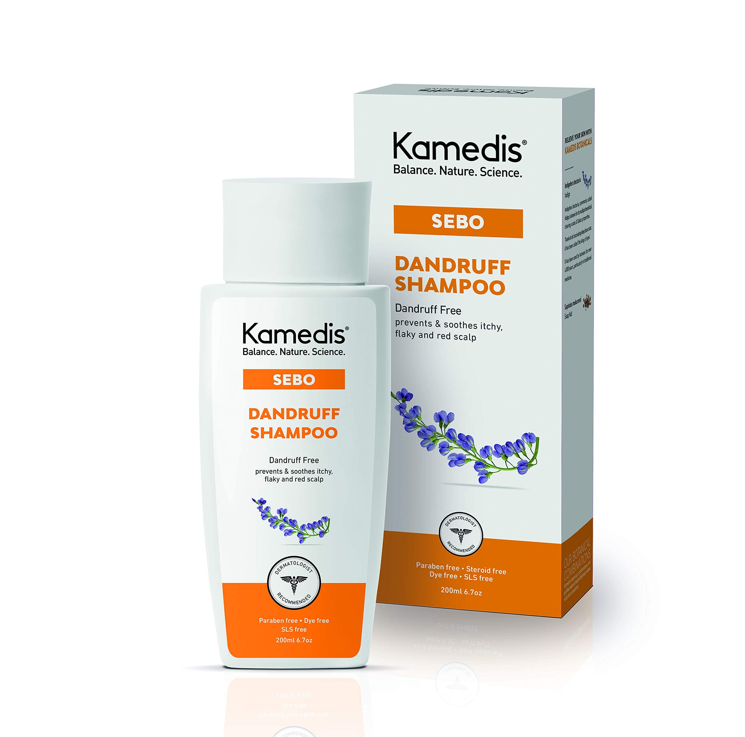 Kamedis SEBO Dandruff Shampoo Dandruff Free Prevents & Soothes Itchy, Flaky and Red Scalp, Steroid-Free, Paraben-Free, Dye-Free, SLS-Free, Clinically Proven, 200 ml
