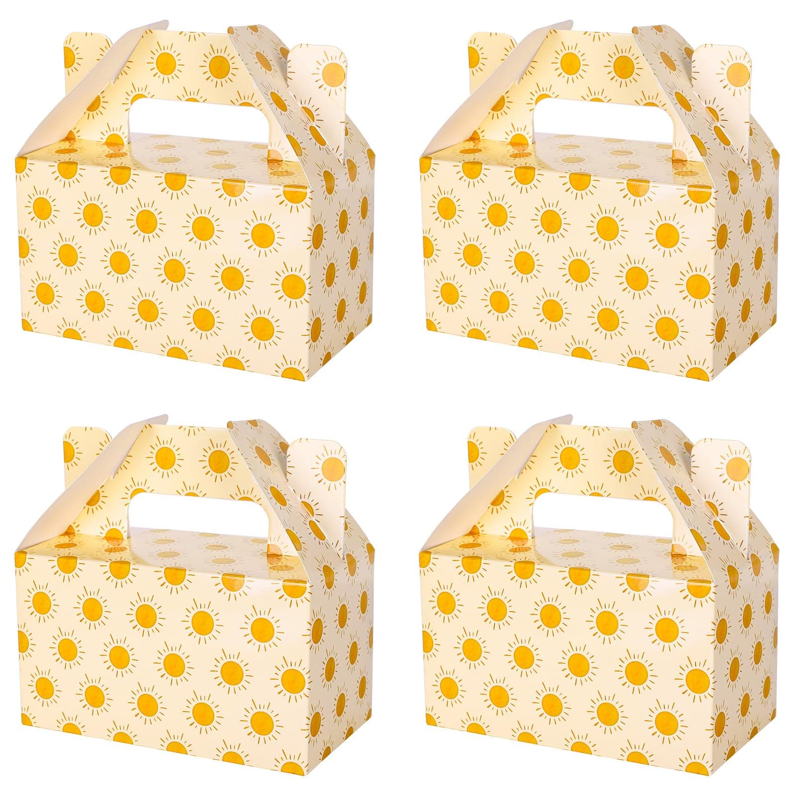 Whaline 24Pcs Boho Sun Party Favor Treat Boxes Watercolor Sun Patterns Candy Cake Gift Boxes with Handles Cute Cardboard Goodie Present Boxes for Baby Shower Birthday Party Supplies Gift Wrap