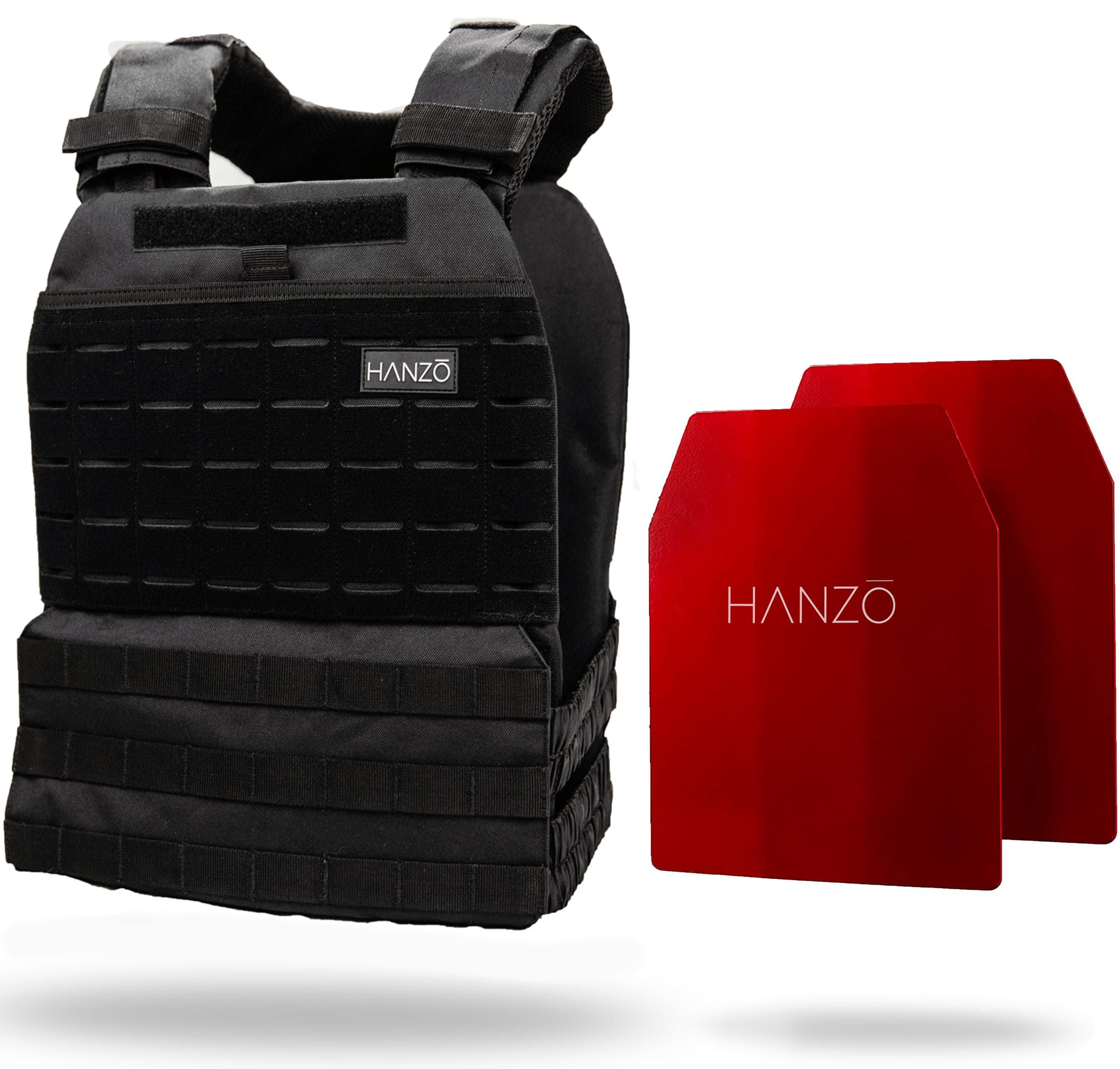 HANZO Premium Weighted Vest For Fitness Training, Adjustable Weight Vest for Men 14lb/20lbs, Workout Vest With Weights Included, Crossfit, Gym, Running