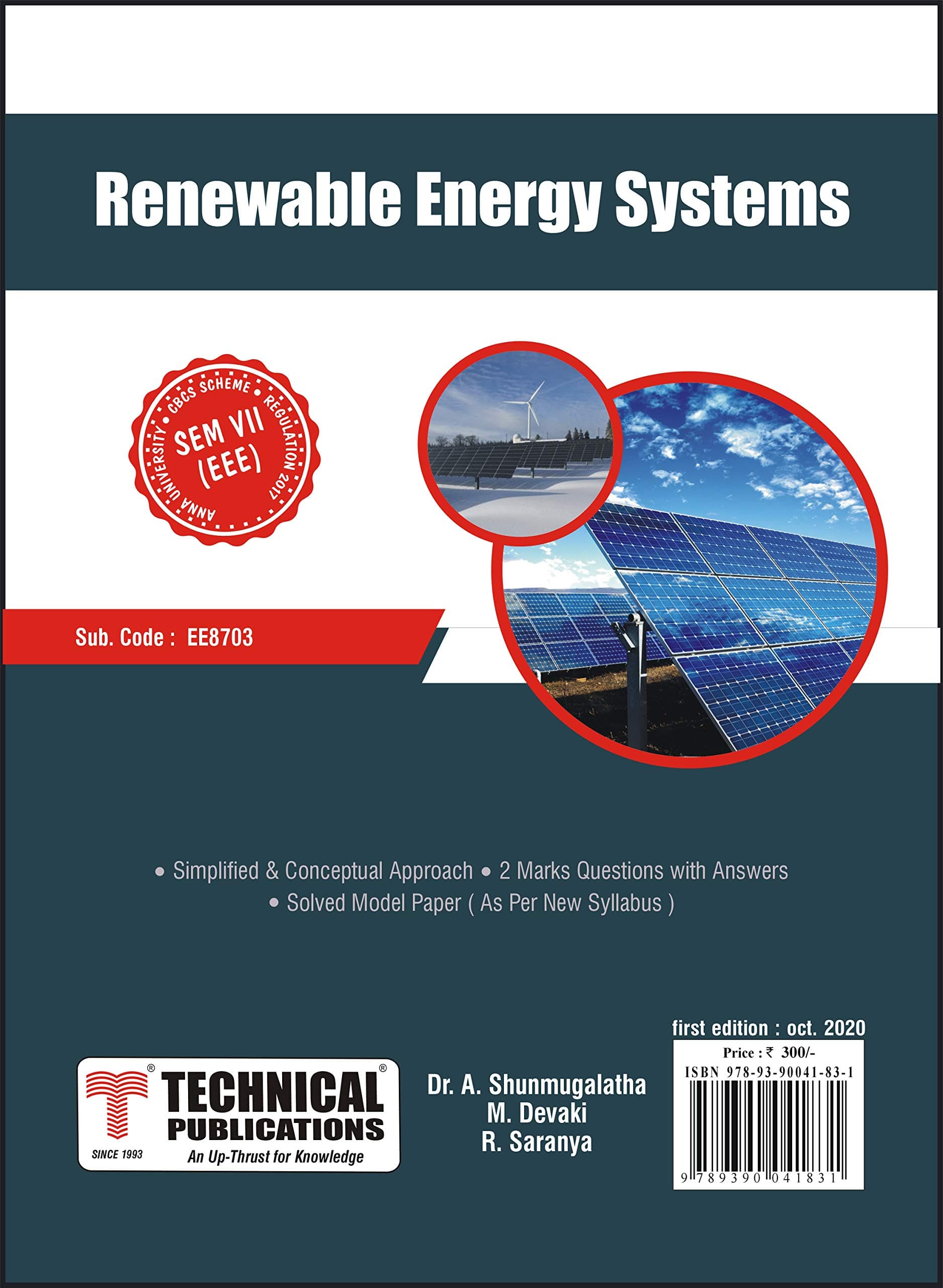 Renewable Energy Systems for BE Anna University R17 CBCS (VII-EEE - EE8703)