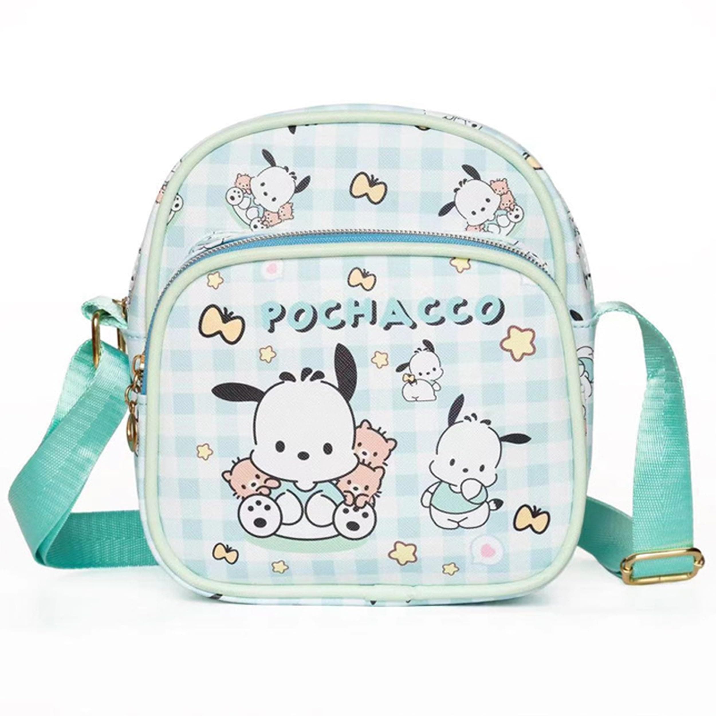 Cartoon Pochacco Mini Messenger Bag Crossbody Bag Kawaii Lolita JK Shoulder Bag Women Synthetic Leather Casual Satchel Green