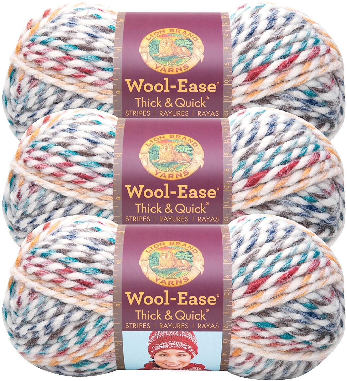 Lion Brand Wool Ease Thick and Quick Yarn(3-Pack) Hudson Bay 640-610