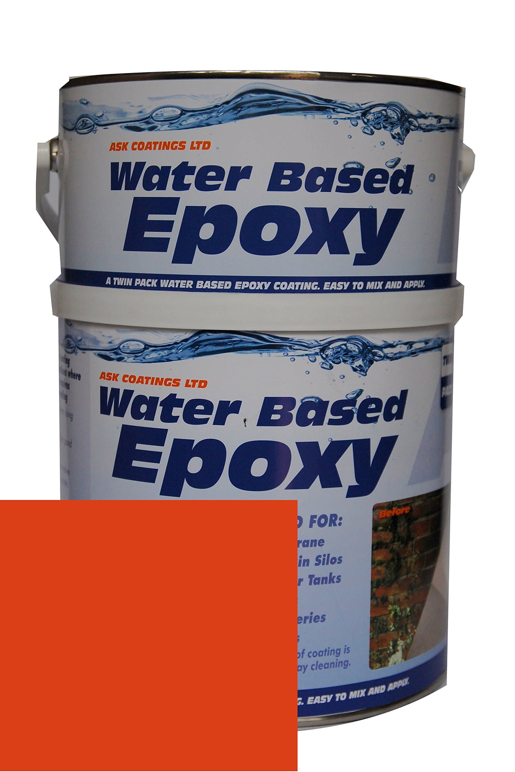 Damp Proof Epoxy Resin Water Based Paint for Garages, Walls, Basements and Tanks - 2.5L (Red)