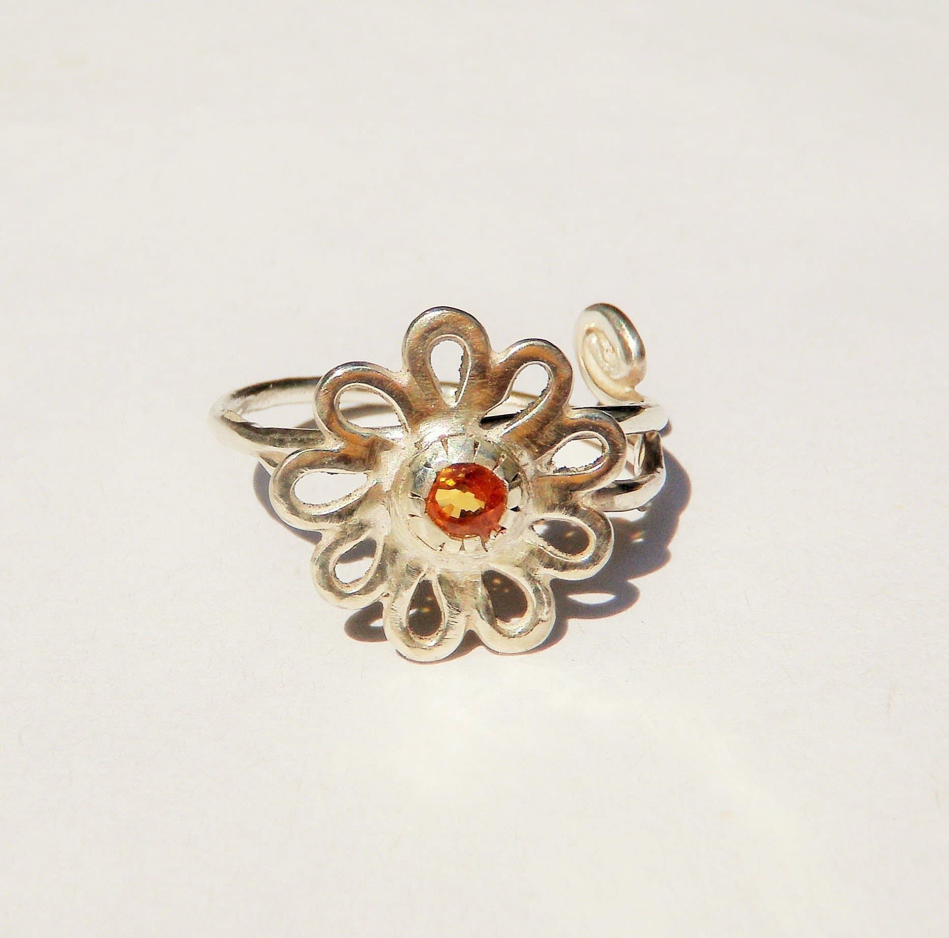 Women's Jewelry.925 Sterling Silver Yellow Sapphire Flower Ring - MMS Artisan Designs