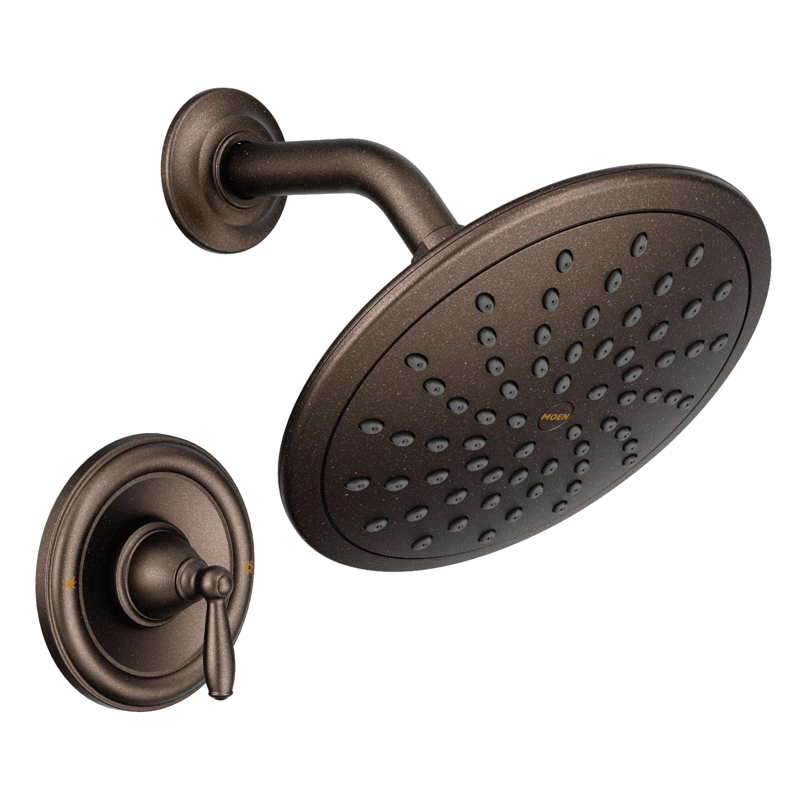 Moen Brantford Oil Rubbed Bronze Shower Trim Kit, featuring Eco-Performance Wide Rain Shower Head and Traditional Shower Lever Handle, (Posi-Temp Valve Required), T2252EPORB