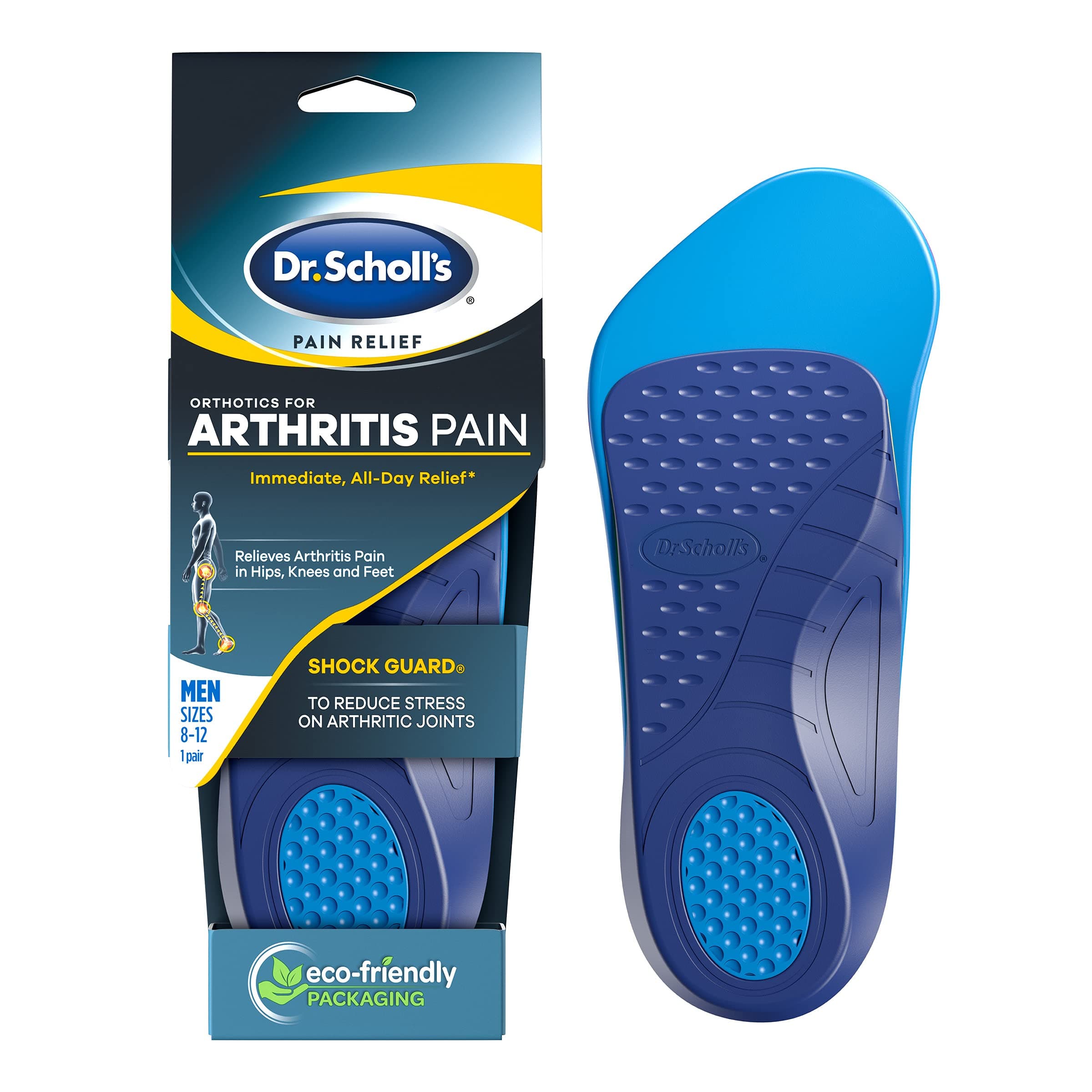 Dr. Scholl's Arthritis Pain Relief Orthotics // Clinically Proven Immediate Relief of Osteoarthritis Pain in Feet, Knees and HIPS, Blue