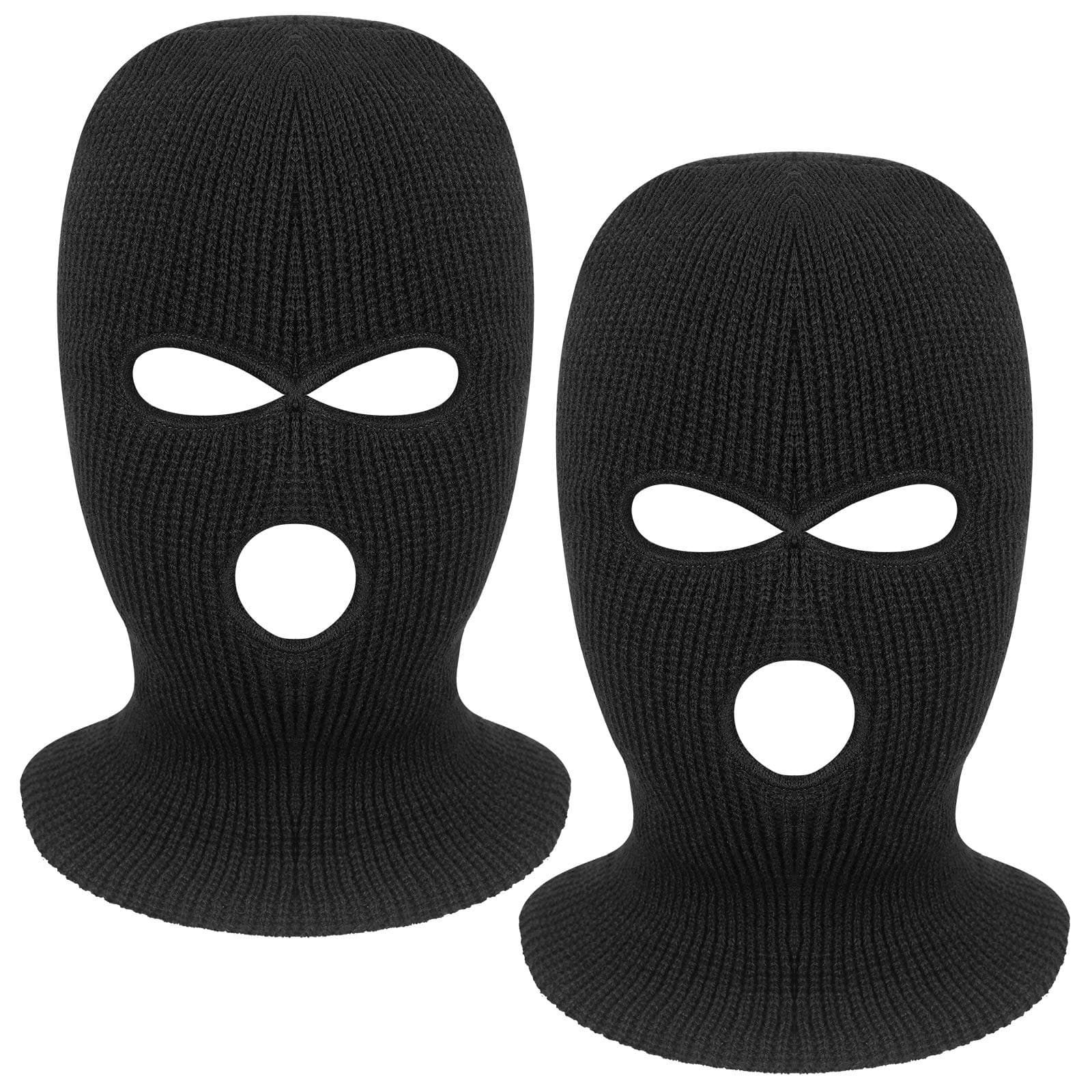 2 Pieces 3-Hole Full Face Mask Cover Ski Mask Winter Balaclava Cap Knitted Face Cover for Winter Outdoor Sports