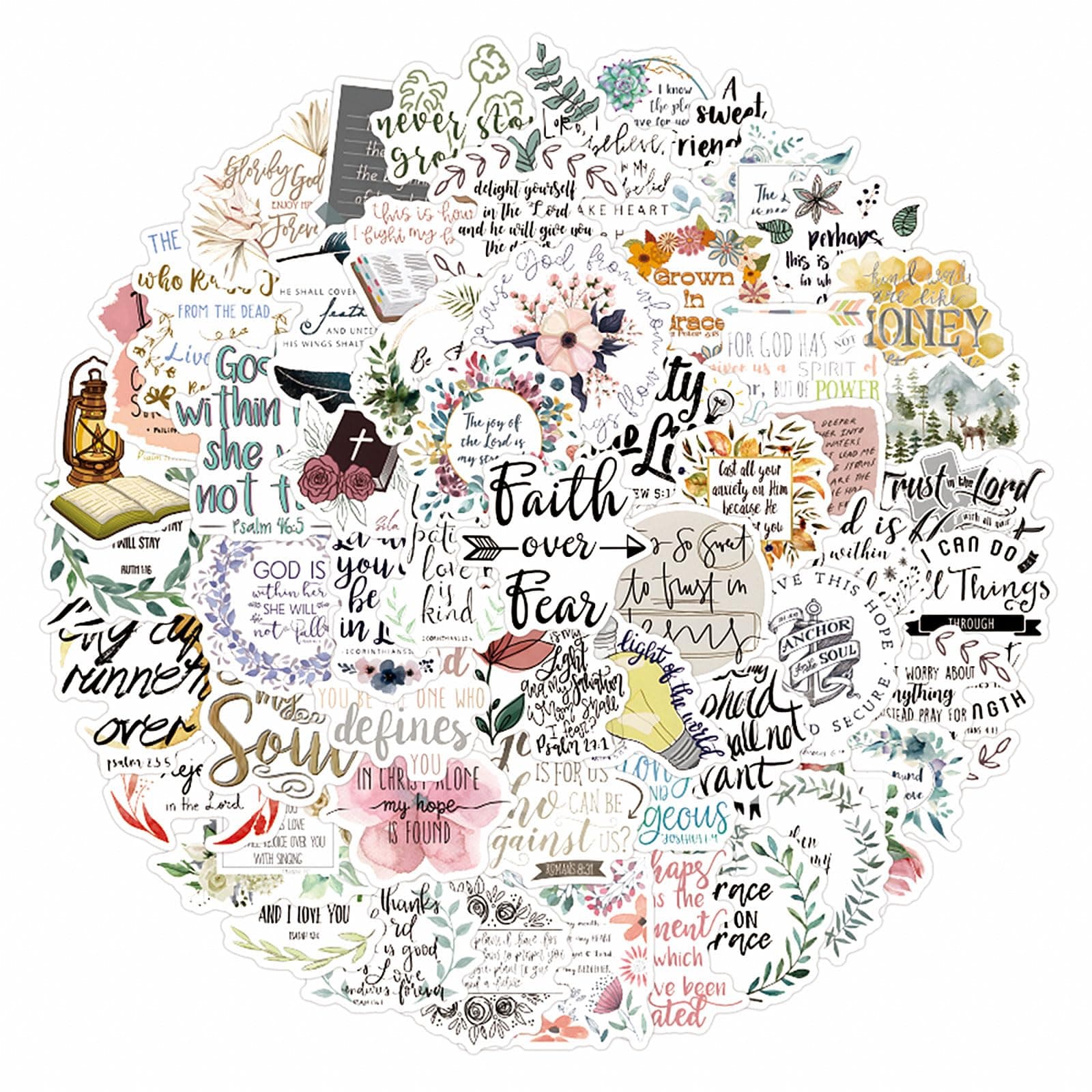 100 PCS Motivational Christian Vinyl Stickers - Jesus Bible Verse Stickers with Inspirational Words, Reusable for Journaling, Water Bottle, Laptop, Luggage, Scrapbook