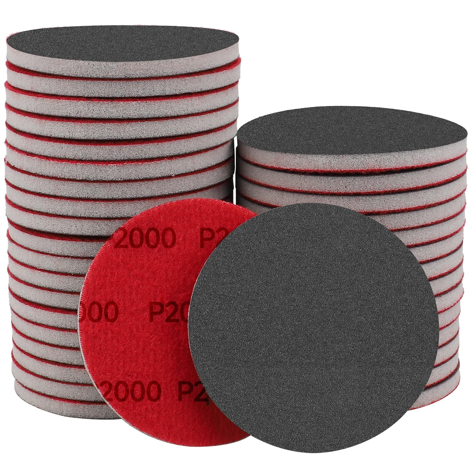 20Pcs 3 Inch Hook and Loop Sanding Sponge Disc with Buffer Backing 2000 Grit Wet or Dry Sanding Sheets Reusable Hand Sander Sandpaper - Curved Surface Sanding Pads for Automotive Wood Metal