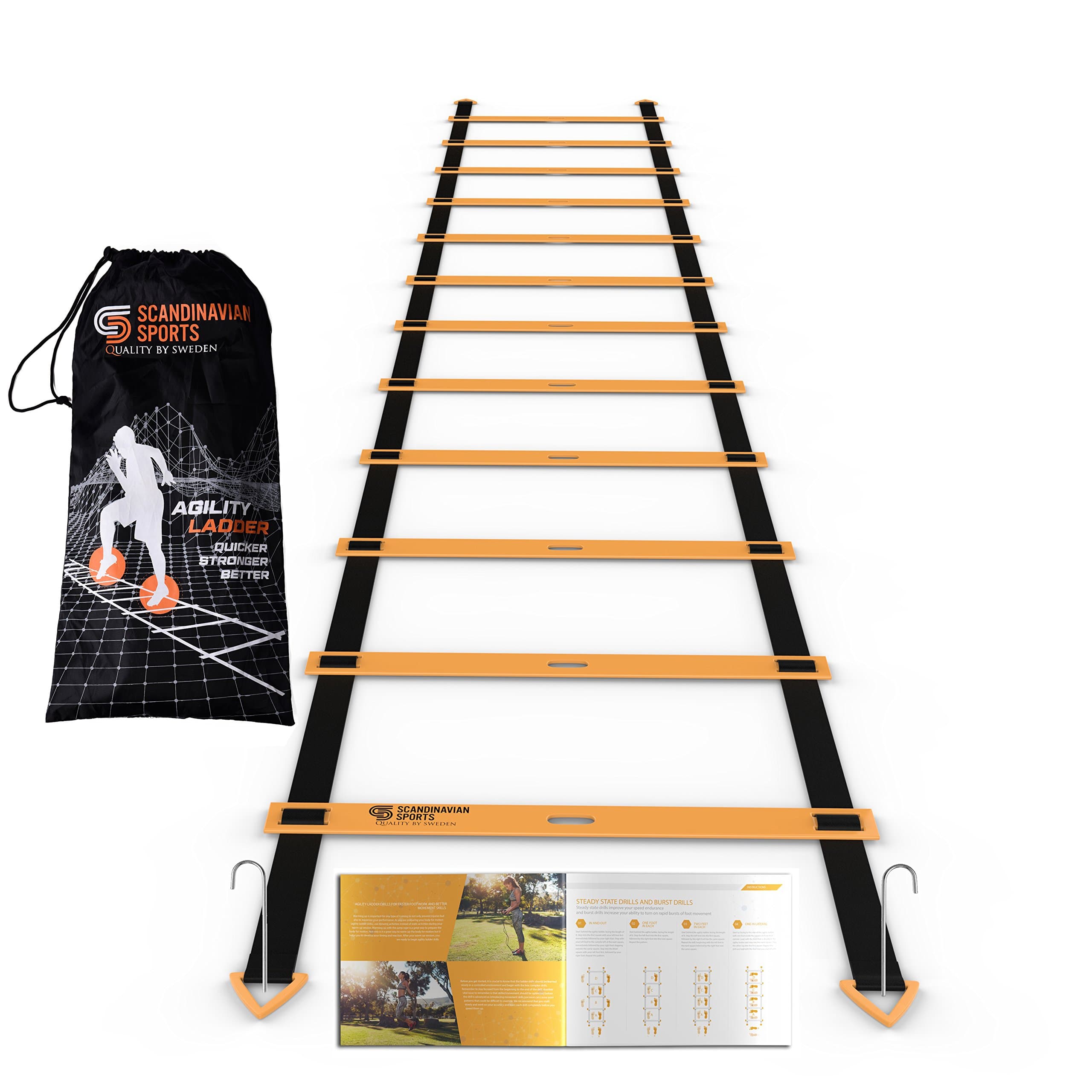 Scandinavian Sports Agility Ladder - 12 Adjustable Rungs 20 Feet - Agility & Speed Training Kit - Quickness Training Equipment for Faster Footwork and Better Movement Skills