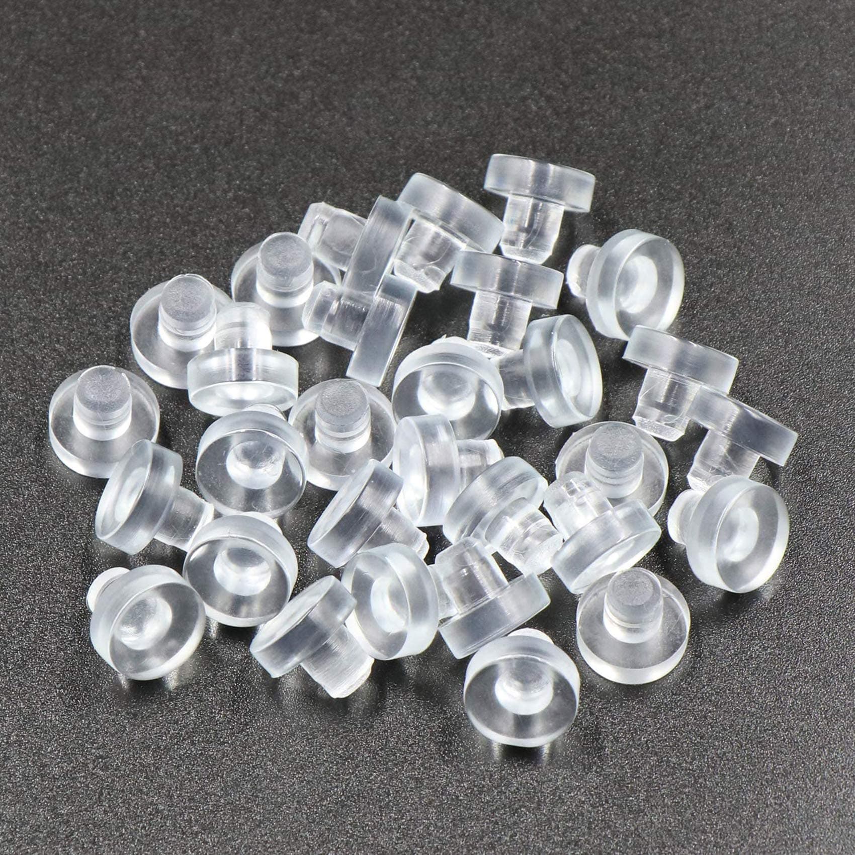 ANCIRS 30 pcs Glass Top Table Bumpers with Stem, Clear Rubber Grippers, Patio Table Spacers, for 1/4 Inch Hole
