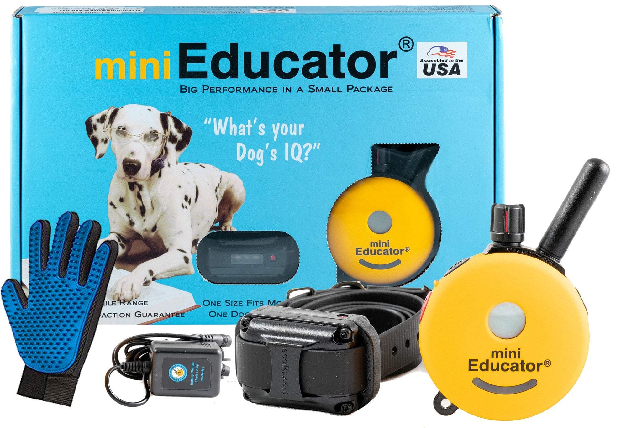 Dog Training e Collar - Educator ET-300 Remote Trainer System - Waterproof - Vibration Tapping Sensation with Bundle Soft Pet Grooming Glove