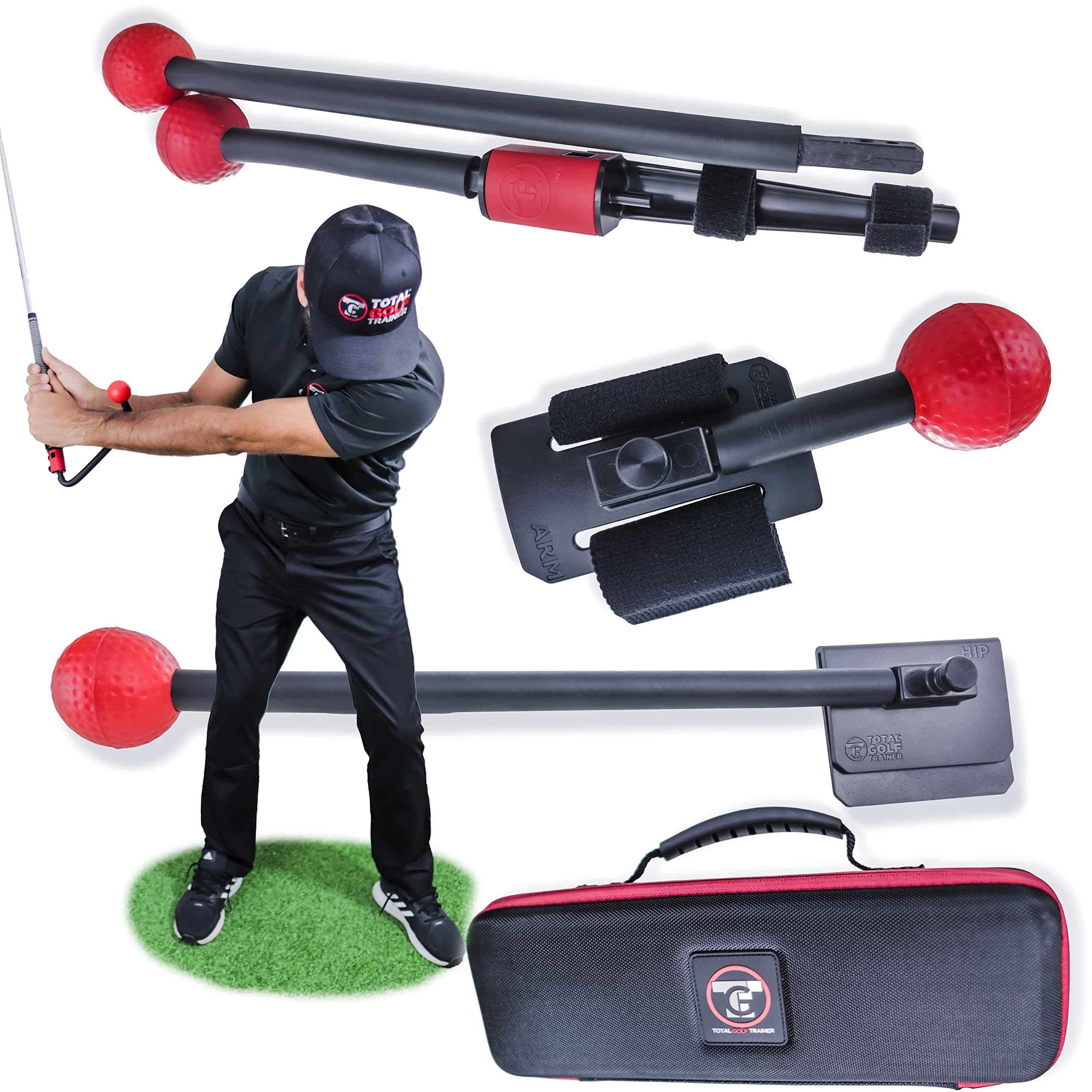 TOTAL GOLF TRAINER 3.0 Kit Bundle - Three Golf Swing Training Aids in One Case - Reinforces Short Game,Full Swing Takeaway, Club Path, Club Face, Lag, Impact, Release - Improve Chipping, Pitching