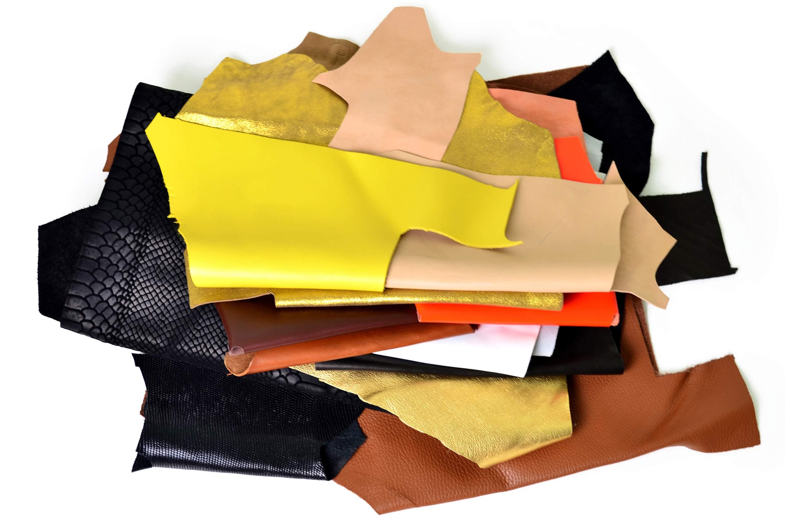 Leather Scraps, Premium Italian Leather Pieces, Sheets, and Strips, Genuine Leather Fabric for Craft and Accessory Making, Perfect Earring and Jewelry Crafting Material (2 Lbs Increments)