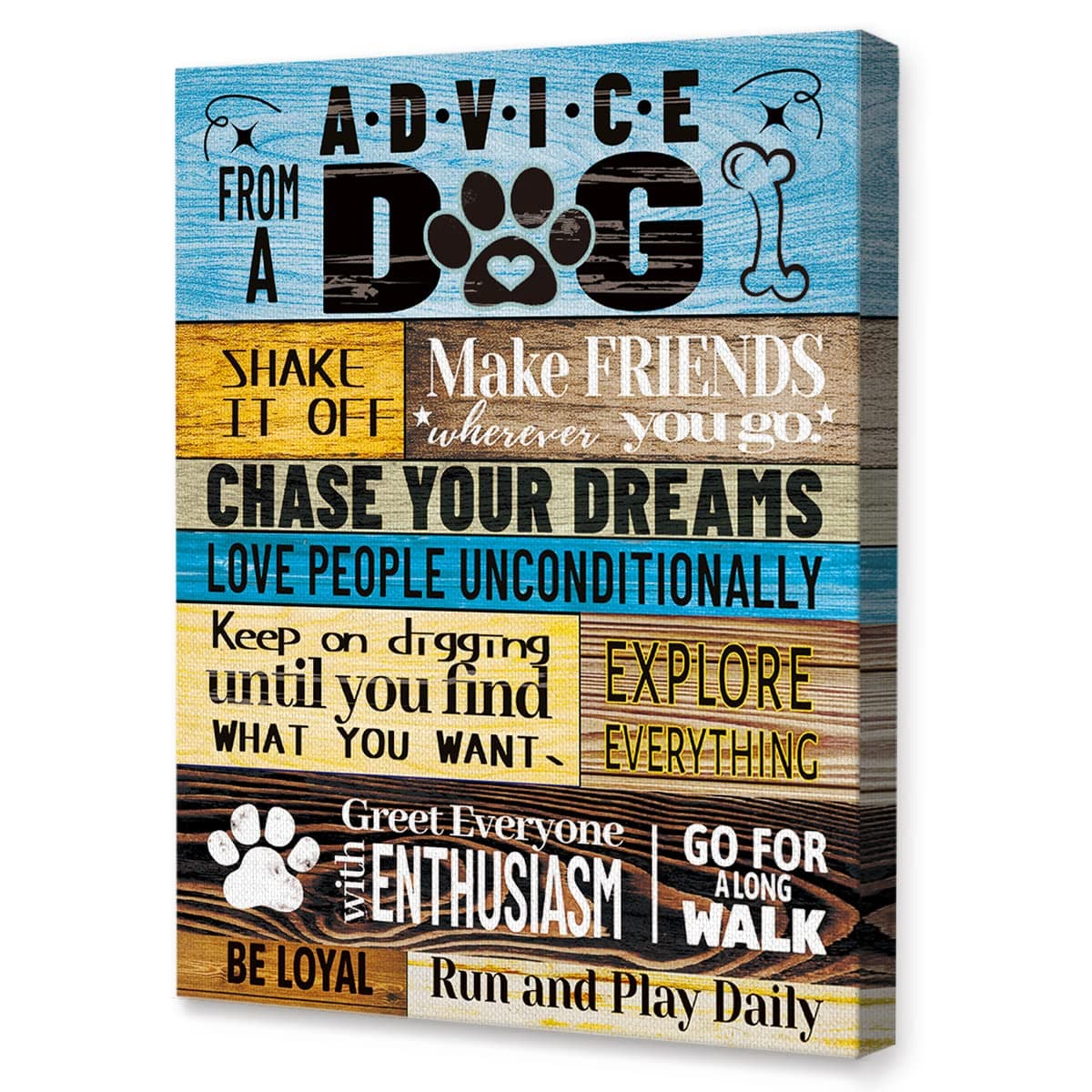 LISTNGBO Advice from a Dog Wall Art Canvas,Funny Dog Saying Canvas Painting Wall Decor for Dog Lover Home Farmhouse Living Room Office Bedroom