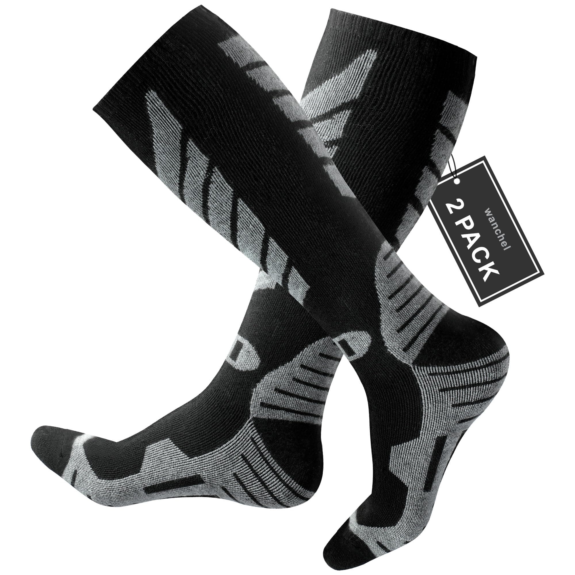 Merino Wool Ski Socks - 2 Pairs Knee High Skiing Socks, Winter Warm Snowboard Thermal Socks