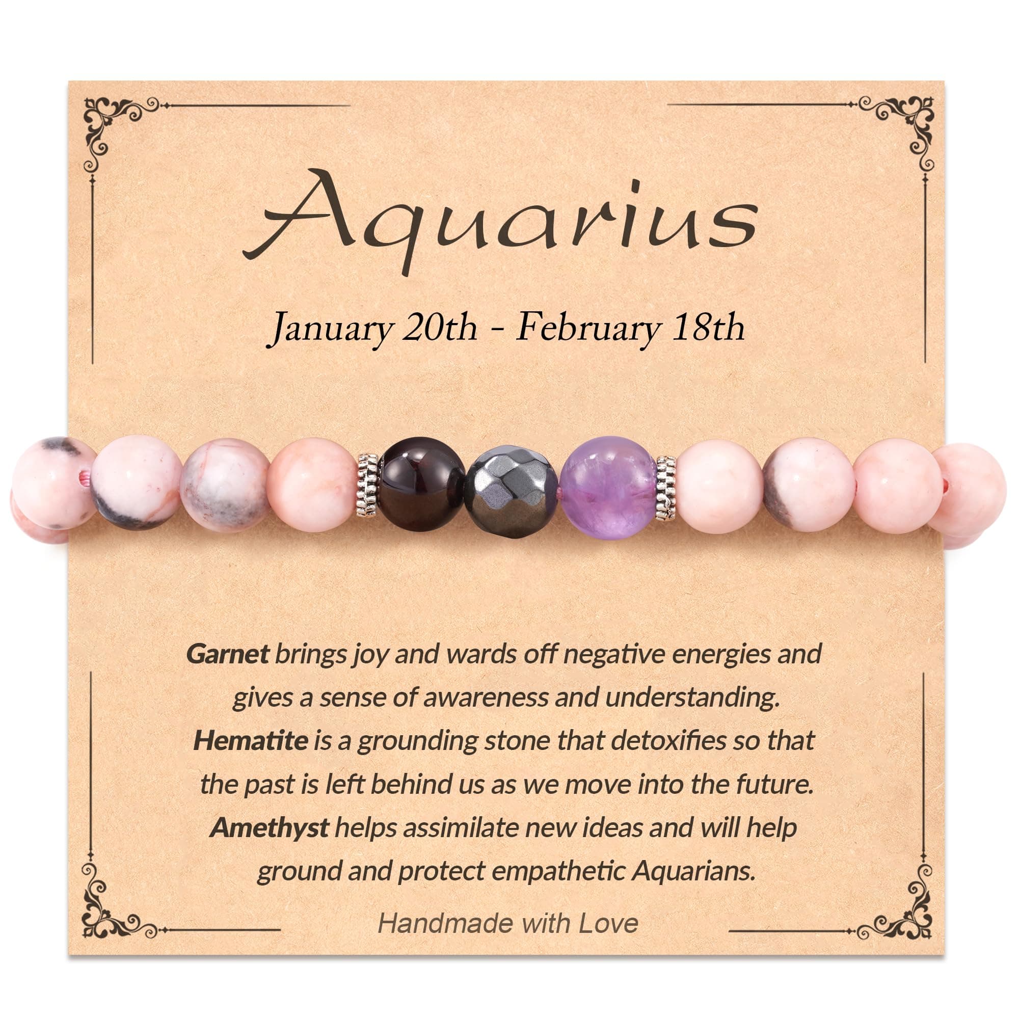 ASKRAIN Zodiac Bracelet Gift for Women Crystal Jewelry Natural Stone Bracelet Protection Crystal Bracelet Birthday Christmas Gifts