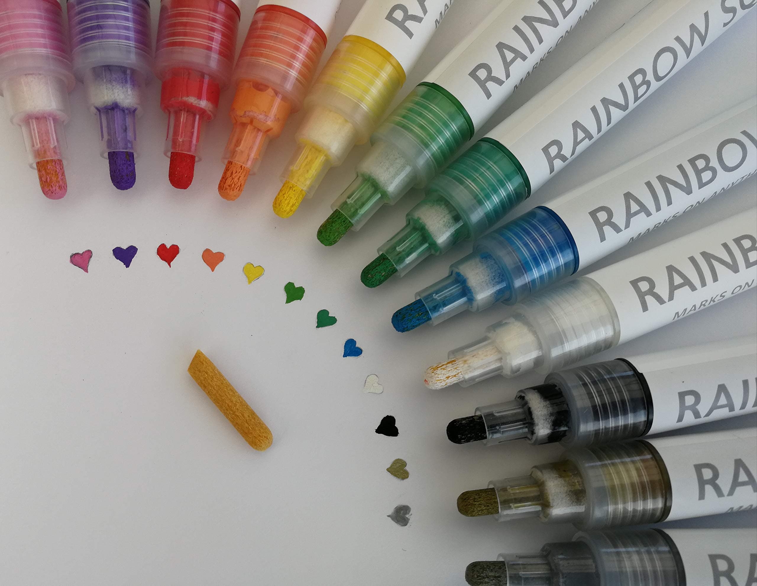 Paint Pens for Rock, Mugs, Pebbles, Glass, Ceramic, Porcelain, Wood, Canvas, Plastic, Fabric Painting. 12 Permanent Acrylic Paint Marker Pens Medium and Fine Tip by Rainbow Squid