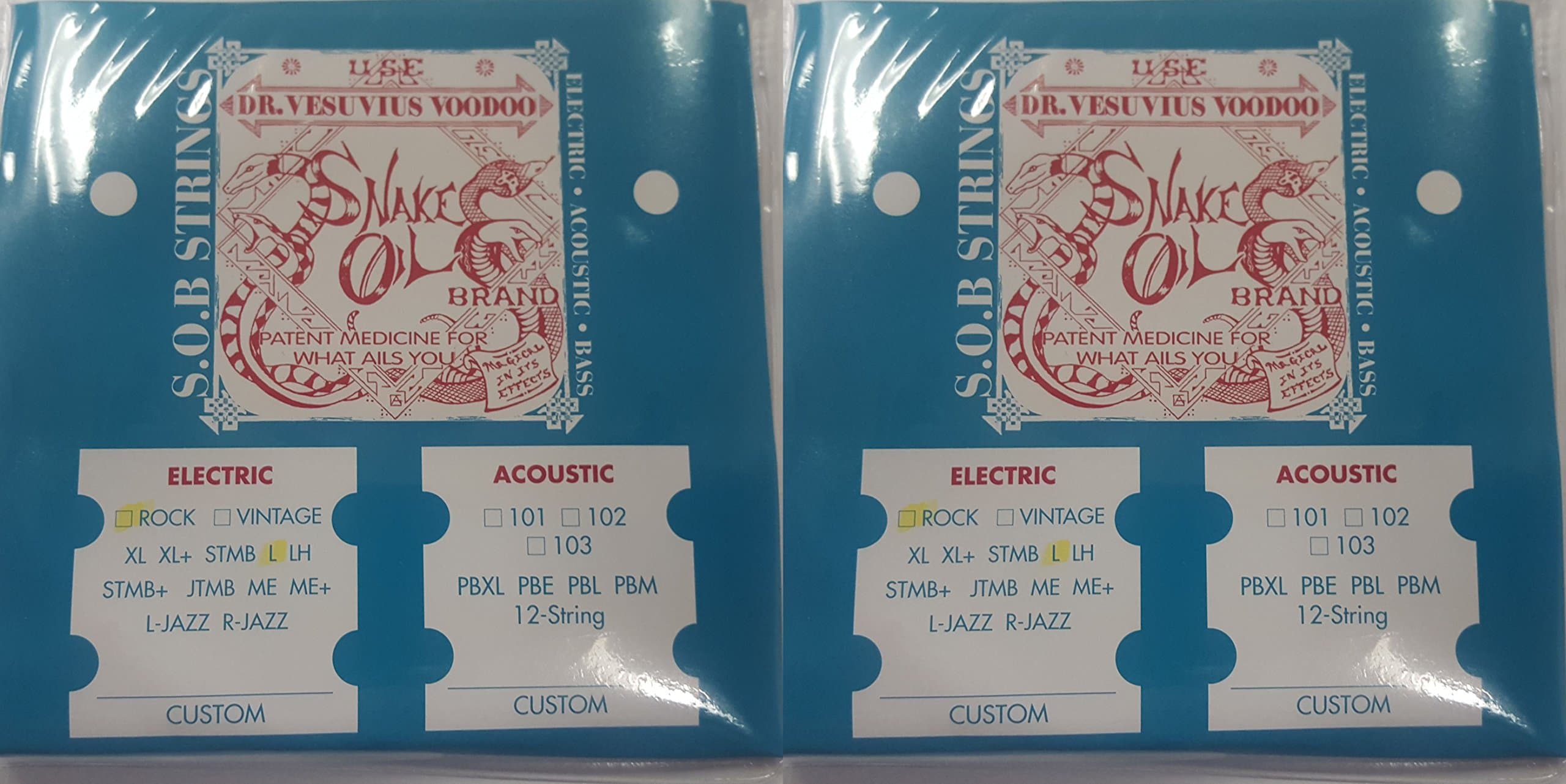 2 Sets Snake Oil Brand "ROCK" Electric Guitar Strings 10 - 46 R-L