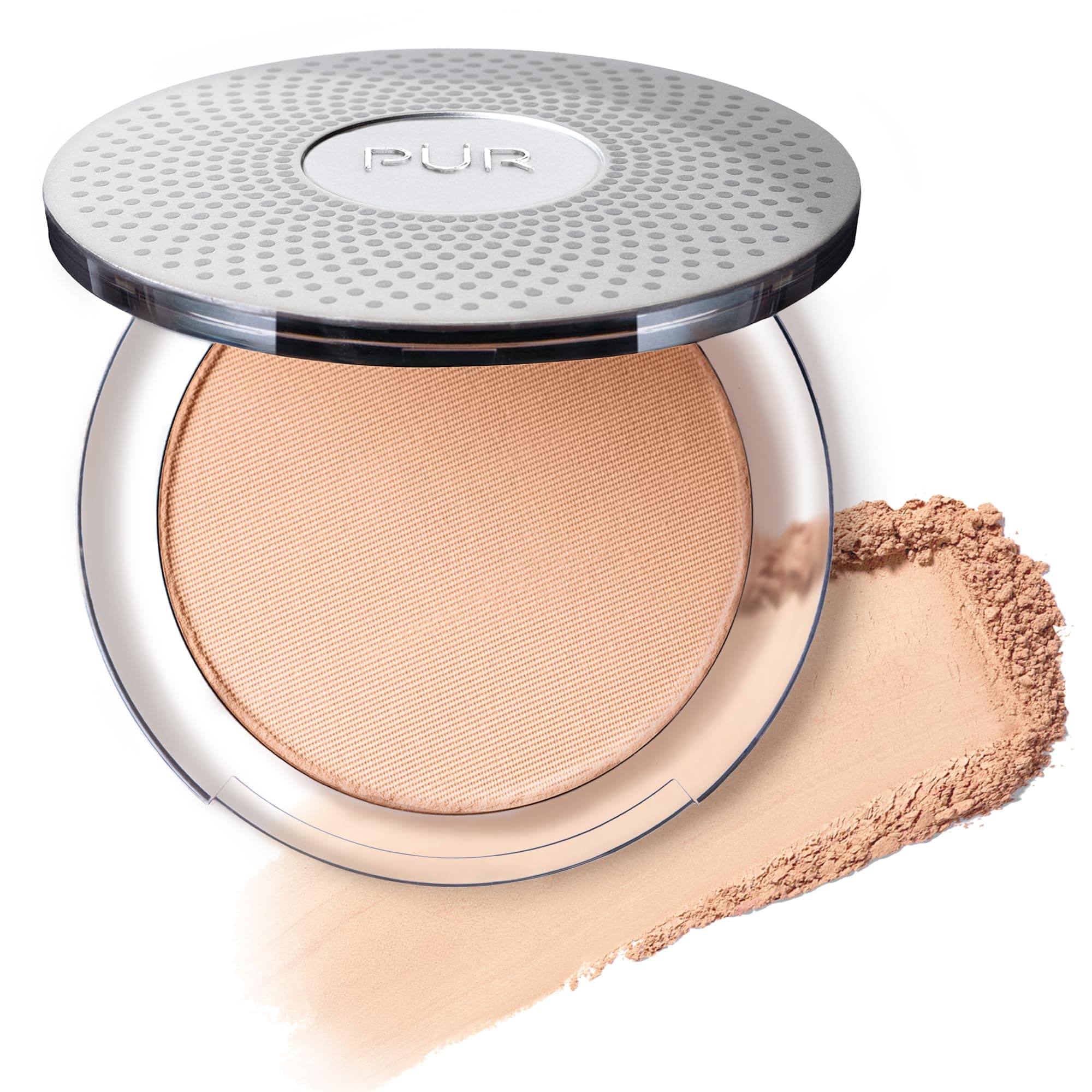 4-in-1 Pressed Mineral Makeup Powder Foundation with SPF 15 - Concealer & Finishing Compact Pressed Powder for Face - Buildable Medium to Full Coverage Foundation Powder