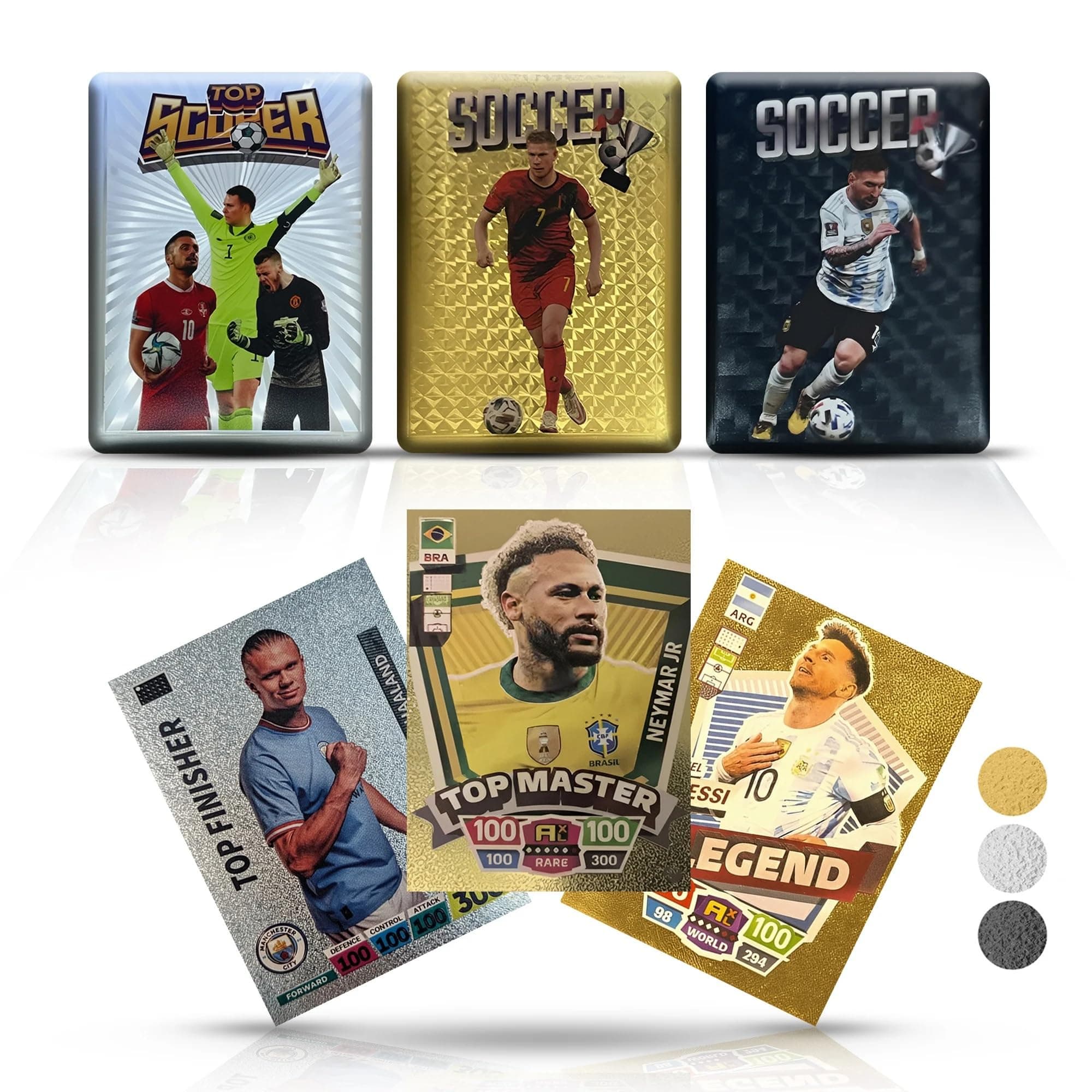 Soccer Trading Cards 2026-27 | 3 Packs - 33 Collectible Cards for Fans & Players Black, Gold & Silver Soccer Mystery Cards Packs Different Cards in Each Set - Try & Collect Them All