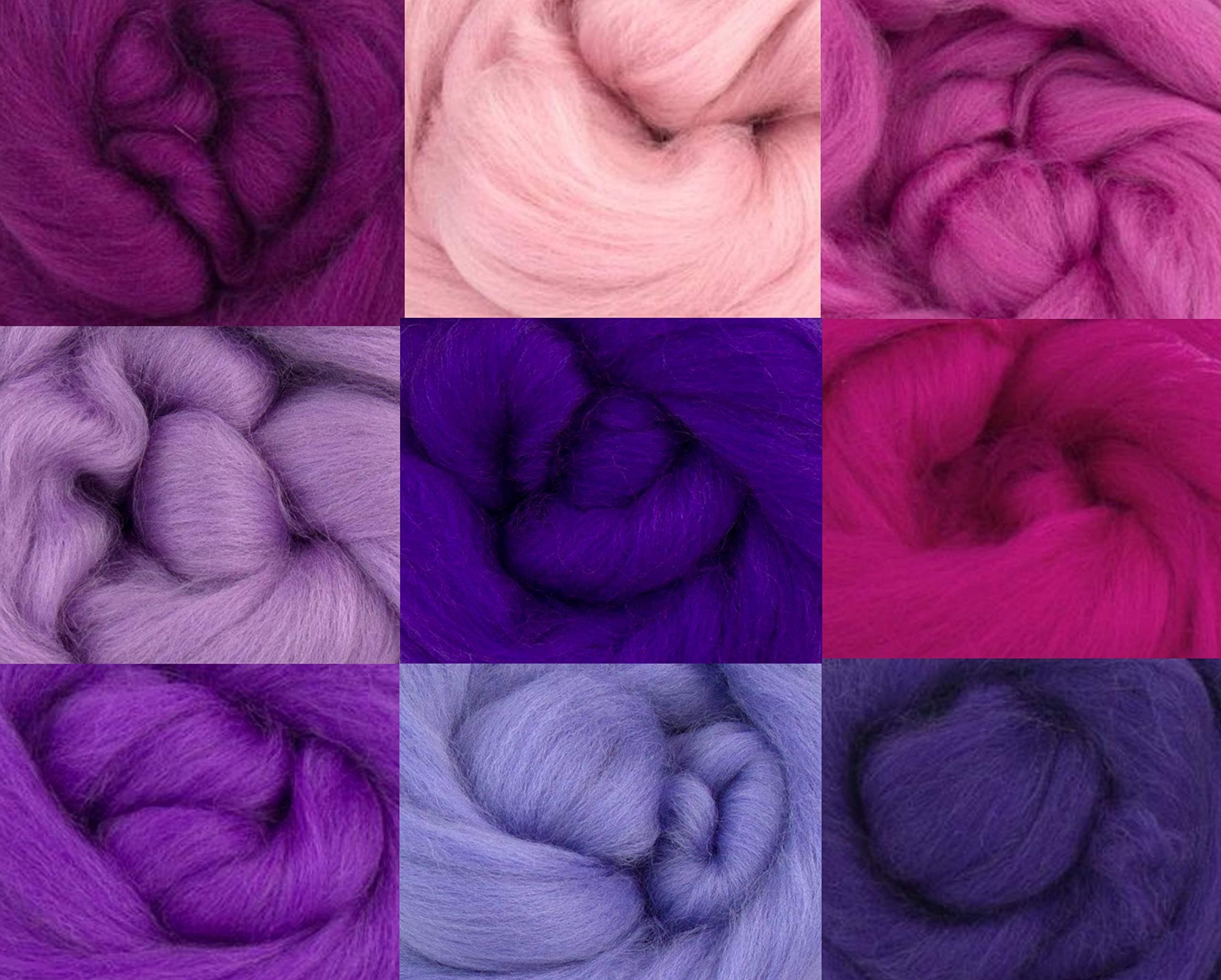 Merino Wool Tops - PINK/PURPLE TONES - Pack of 9