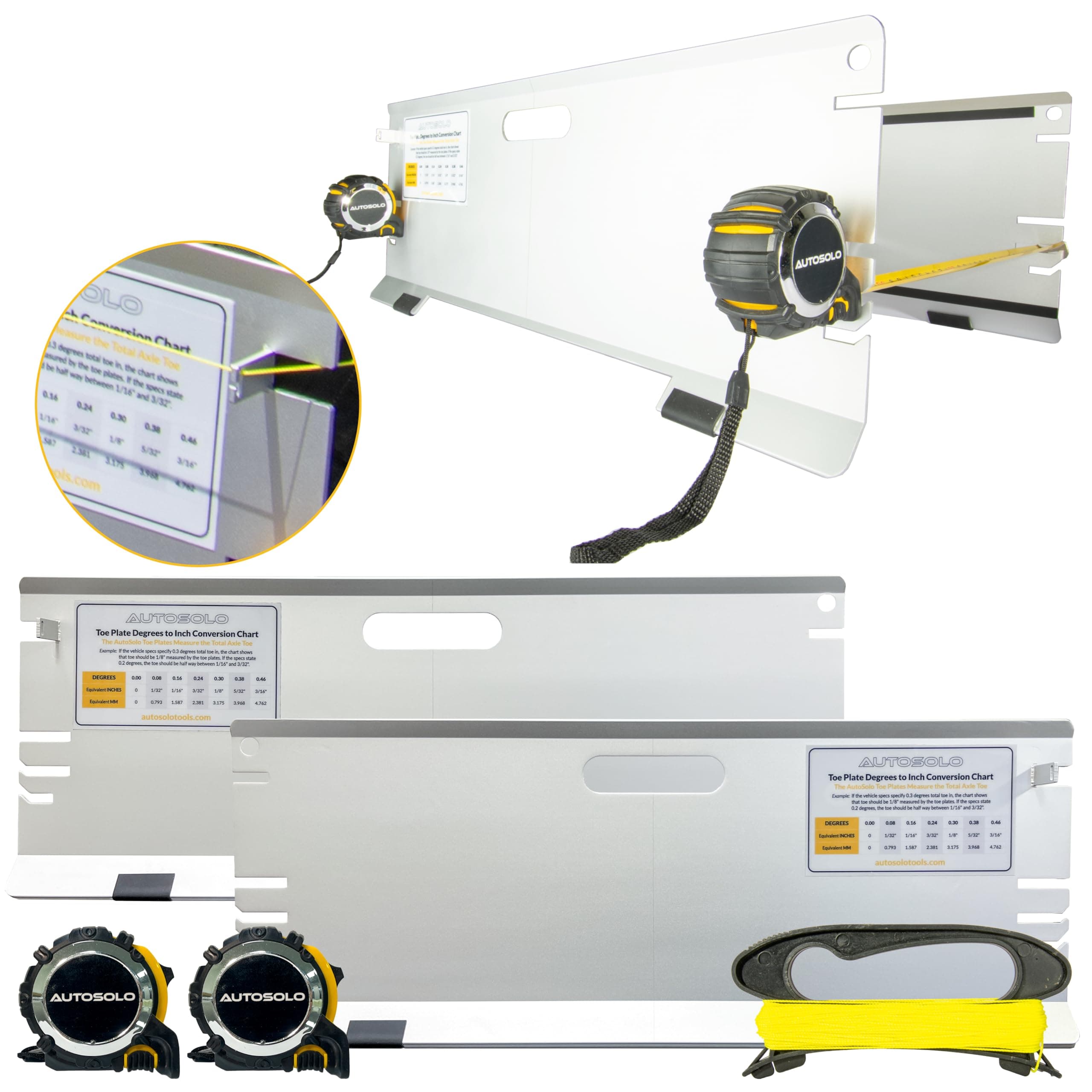 AutoSolo 3-in-1 Toe Alignment Plates - Wheel Alignment Tool Kit for Automotive Toe, Steer Ahead, and Thrust Angle Adjustment - Alignment Toe Plates for Accurate Wheel Toe Alignment
