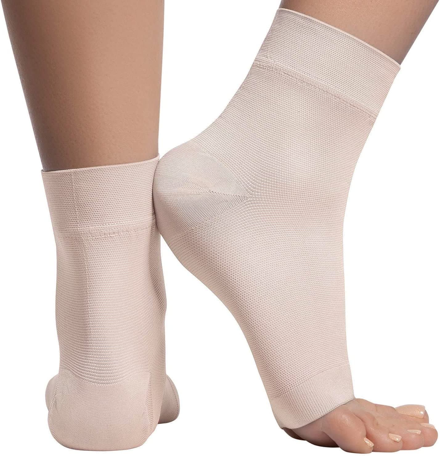 KEMFORD Ankle Compression Sleeve - 20-30mmhg Open Toe Сompression Socks for Swelling, Plantar Fasciitis, Sprain, Neuropathy - Brace for Women and Men