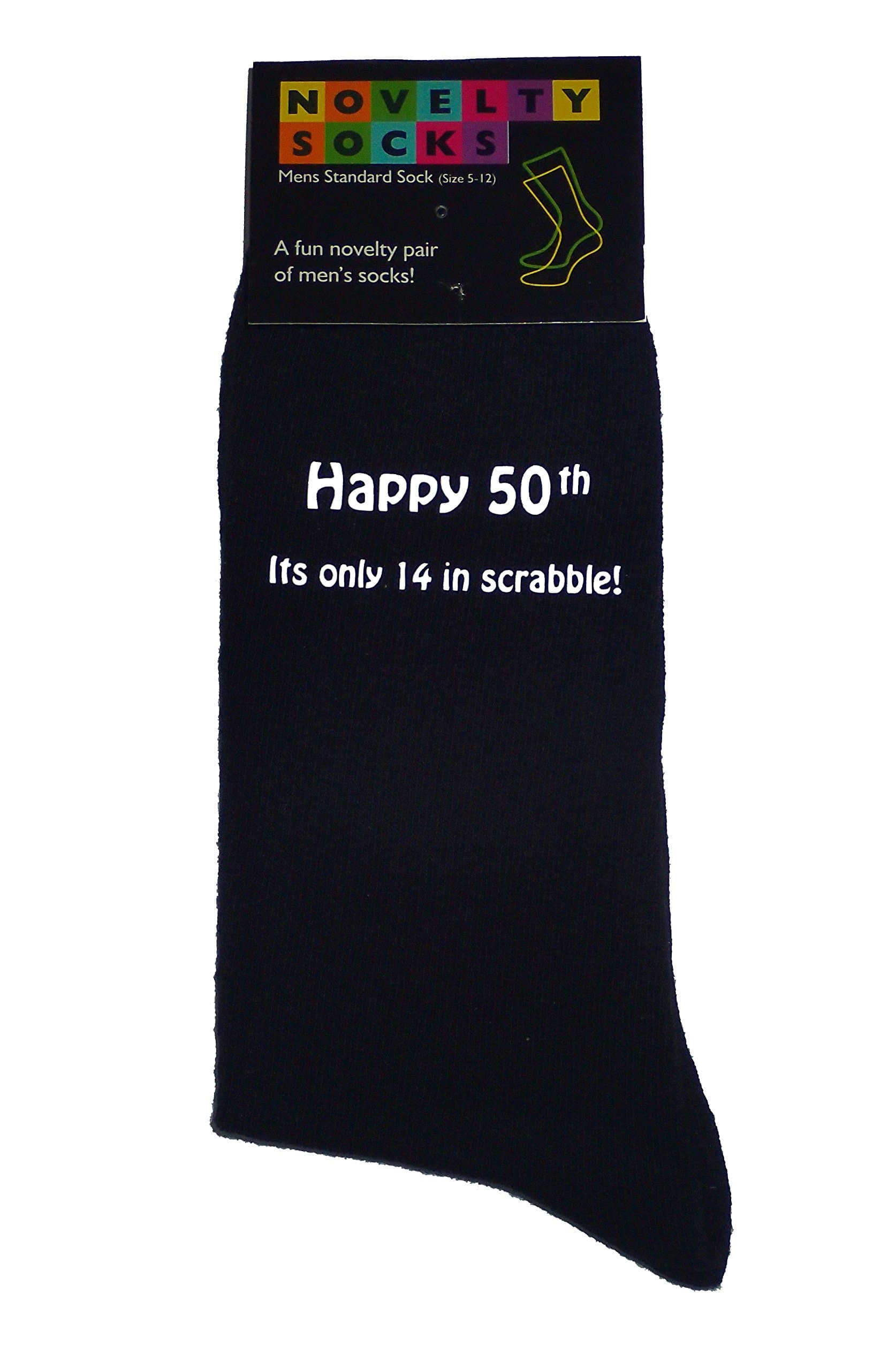 Happy 50th its only 14 in Scrabble Printed Mens Black Socks 50th Birthday Gift