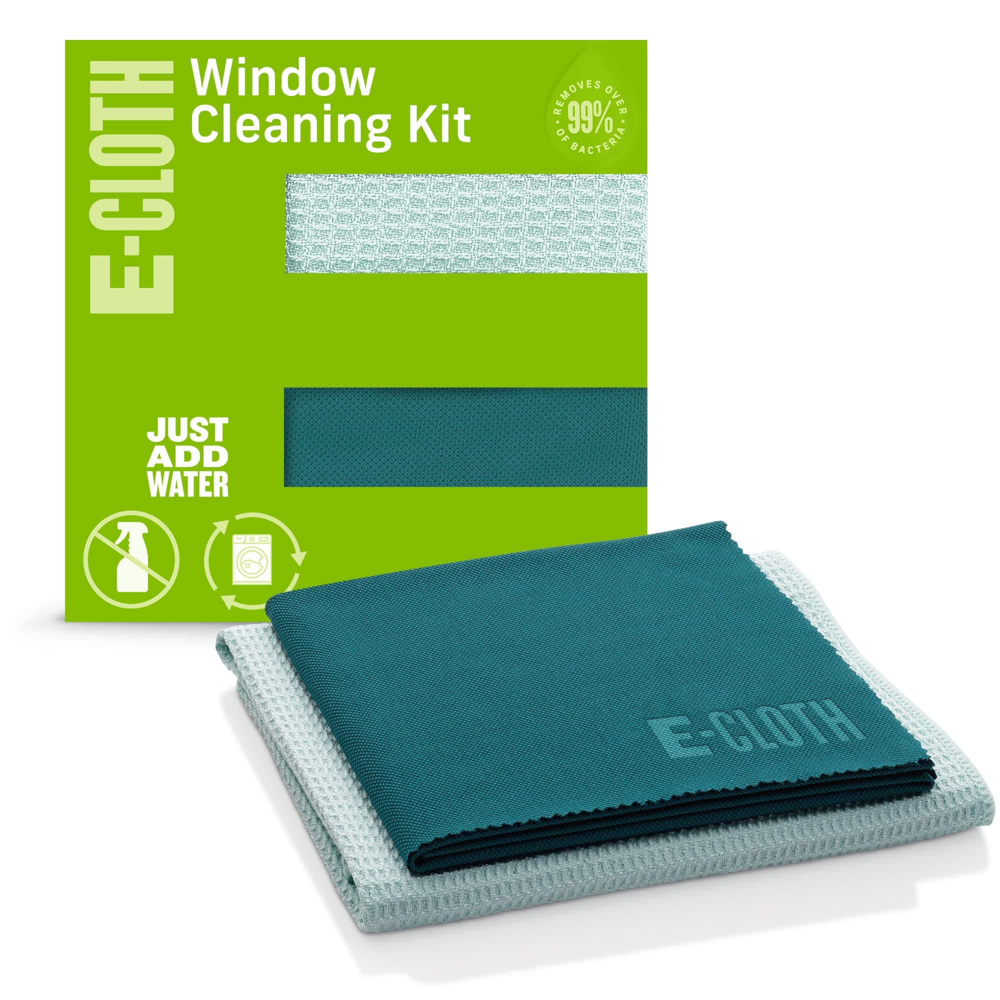 Window Cleaning Cloth - Eco Packaging - Glass Cleaning Cloth, Streak-Free Windows with Just Water, Microfiber Towel Kit for Windows, Car Windshield, Mirrors - Winter Green