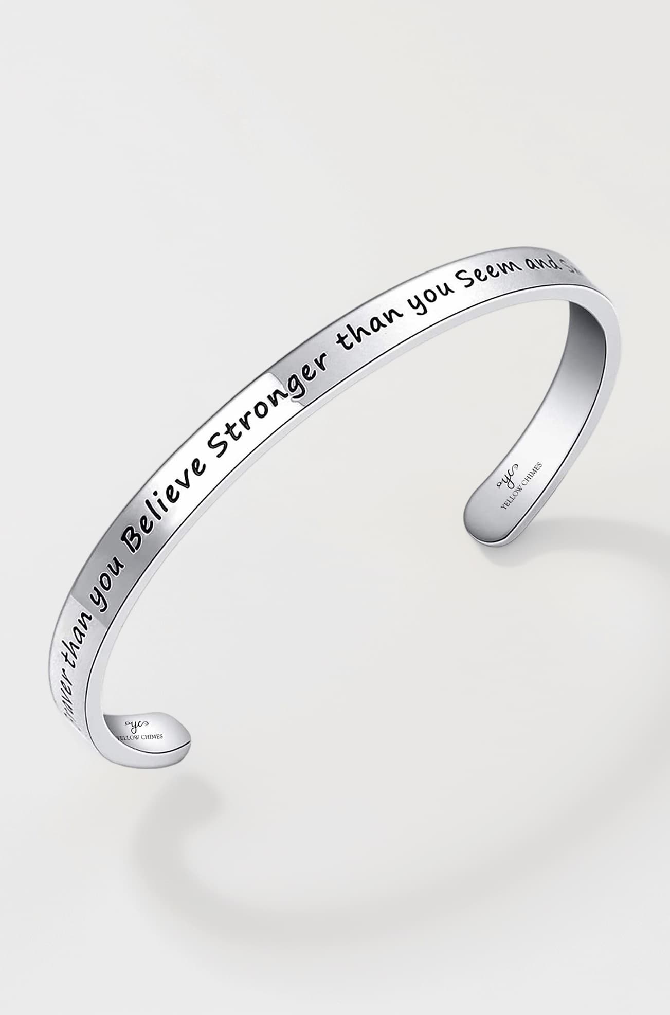 Bracelet for Unisex You are Braver Than U Believe Stronger Than U See & Smarter Than U Think Inspirational Gifts Message Engraved Karma Band Bracelet for Women and Girls.